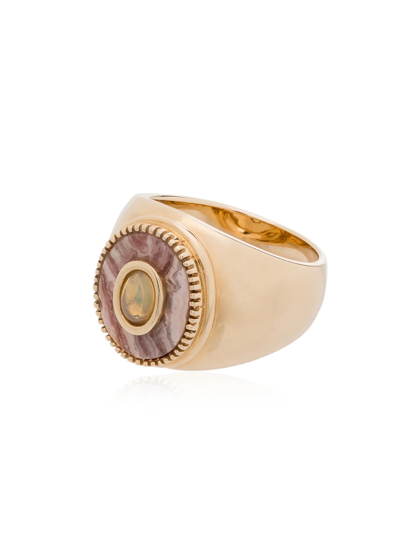 9kt gold opal Rhodocrosite ring