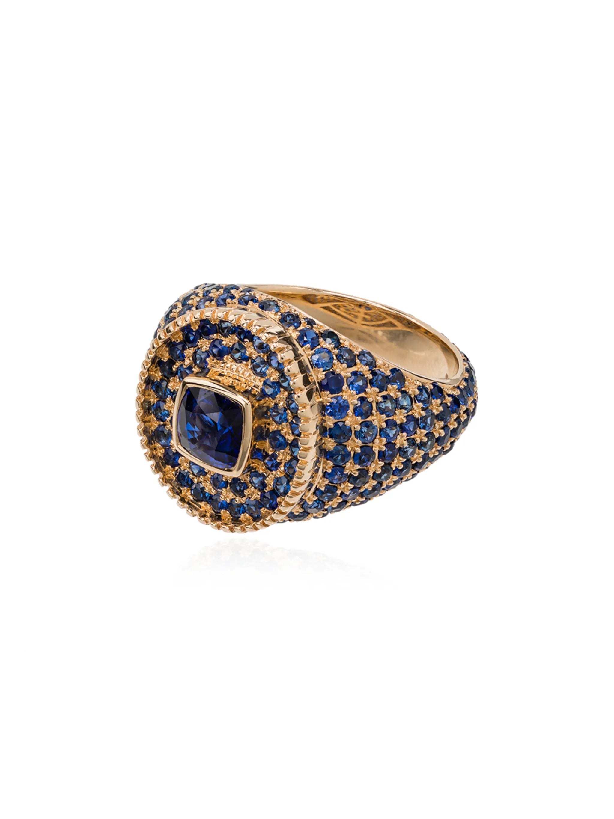 14kt gold and sapphire signet ring