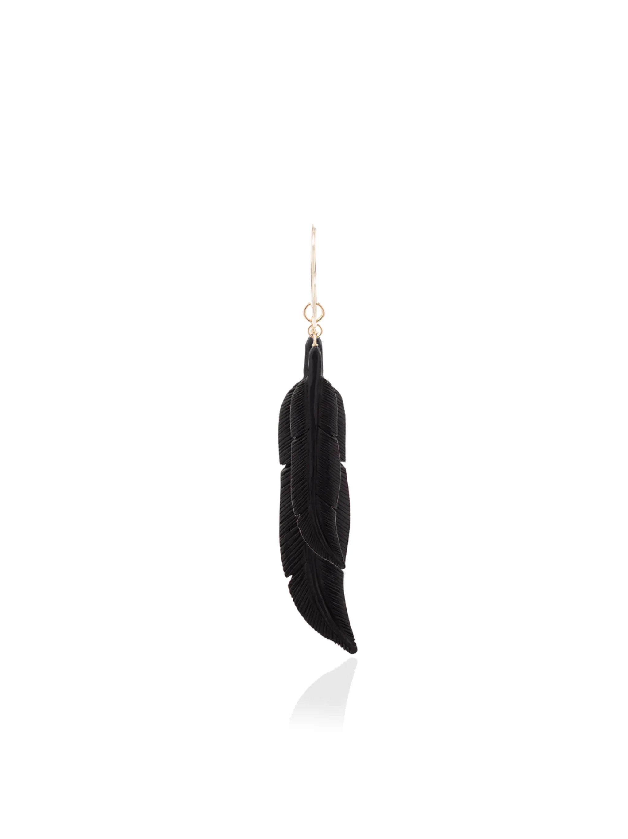 18kt yellow gold feather single earring