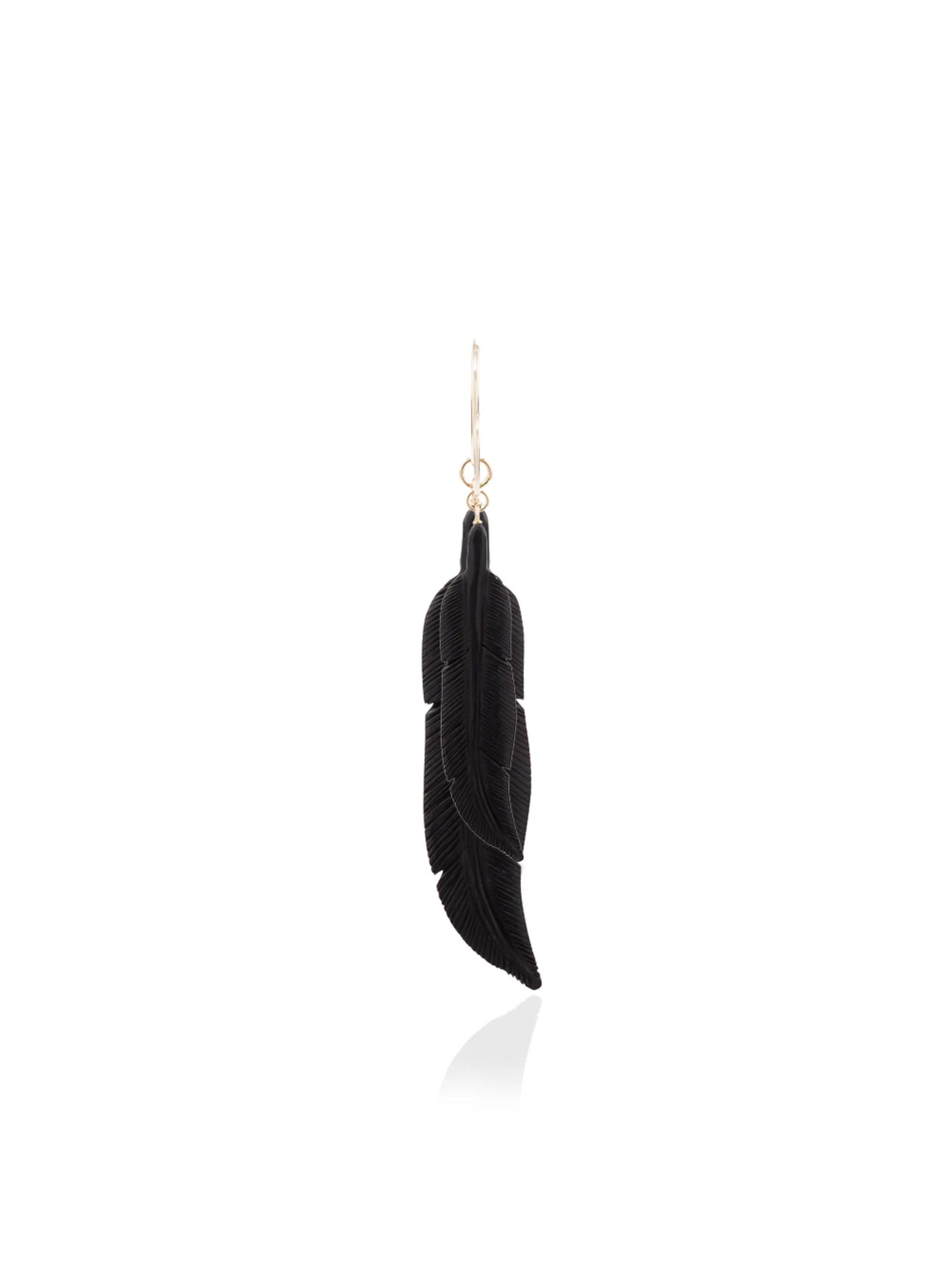 18kt yellow gold feather single earring