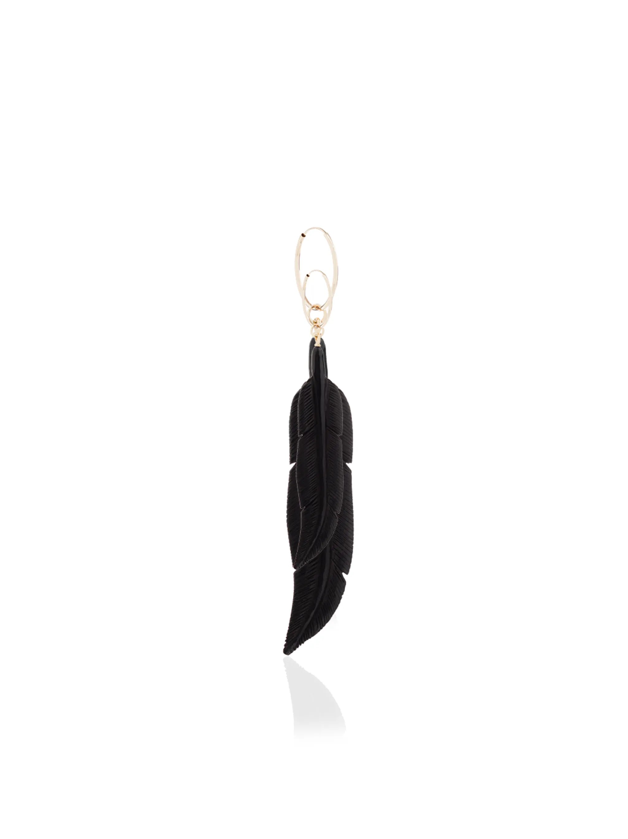 18kt yellow gold feather single earring