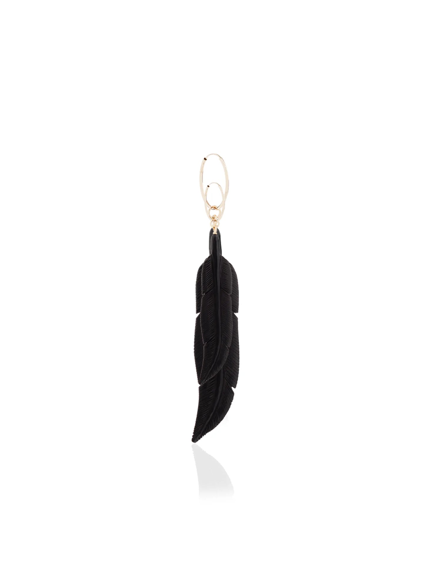 18kt yellow gold feather single earring