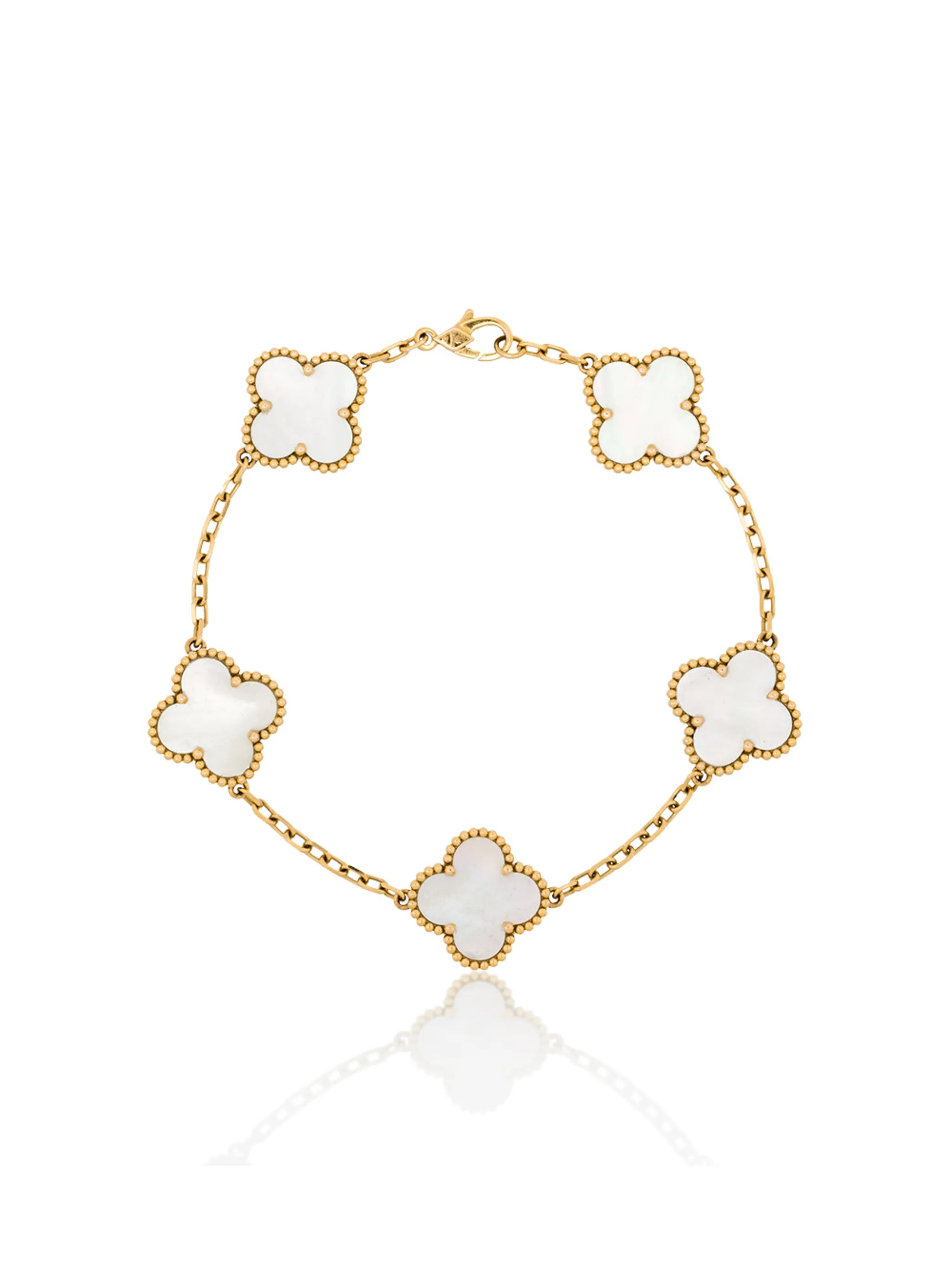 18kt yellow gold Van Cleef and Arpel mother of pearl bracelet