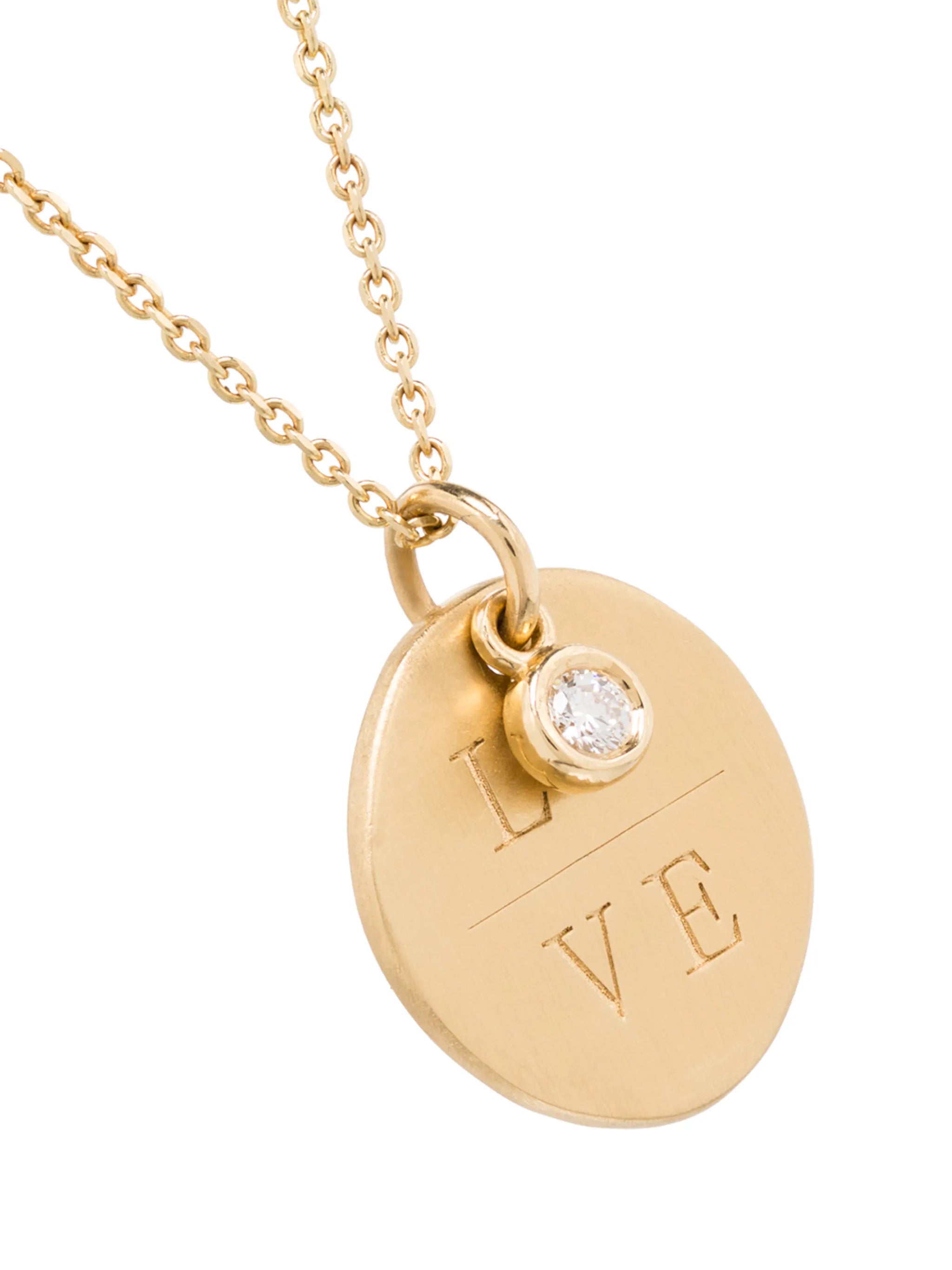 18kt yellow gold Love diamond pendant necklace