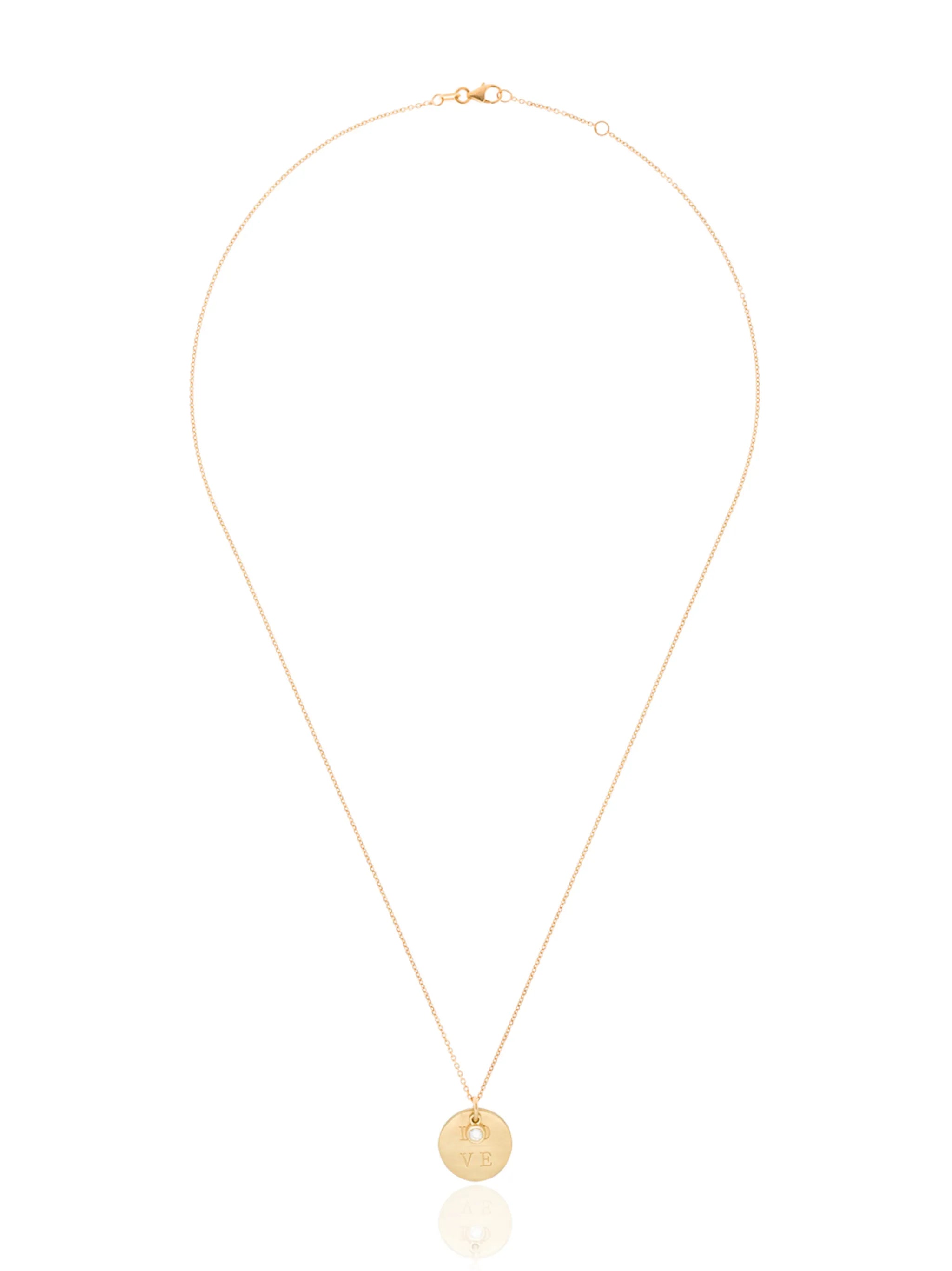 18kt yellow gold Love diamond pendant necklace