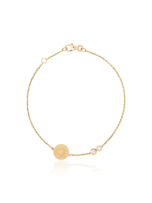 18kt yellow gold Moon Sun diamond bracelet