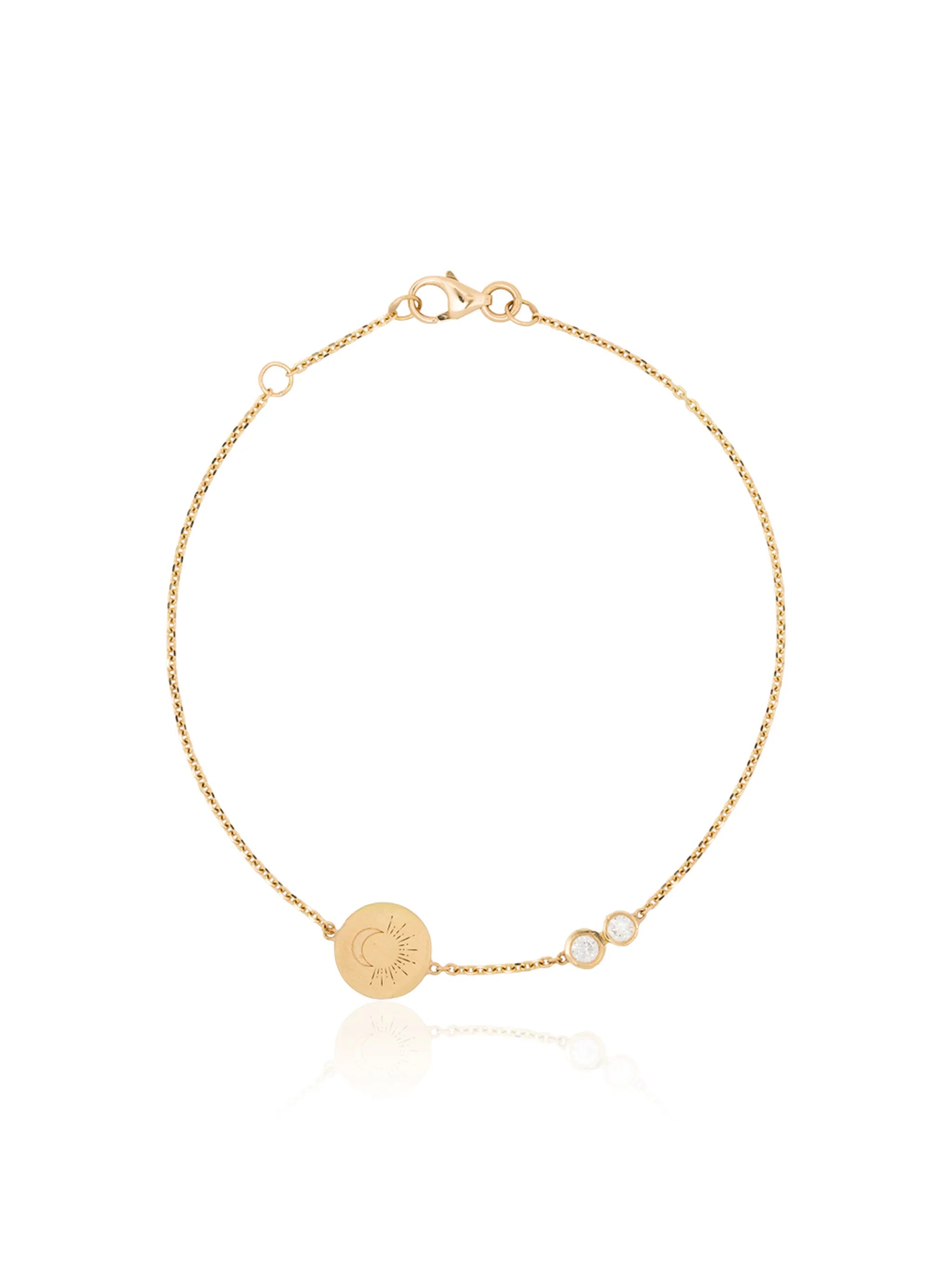 18kt yellow gold Moon Sun diamond bracelet