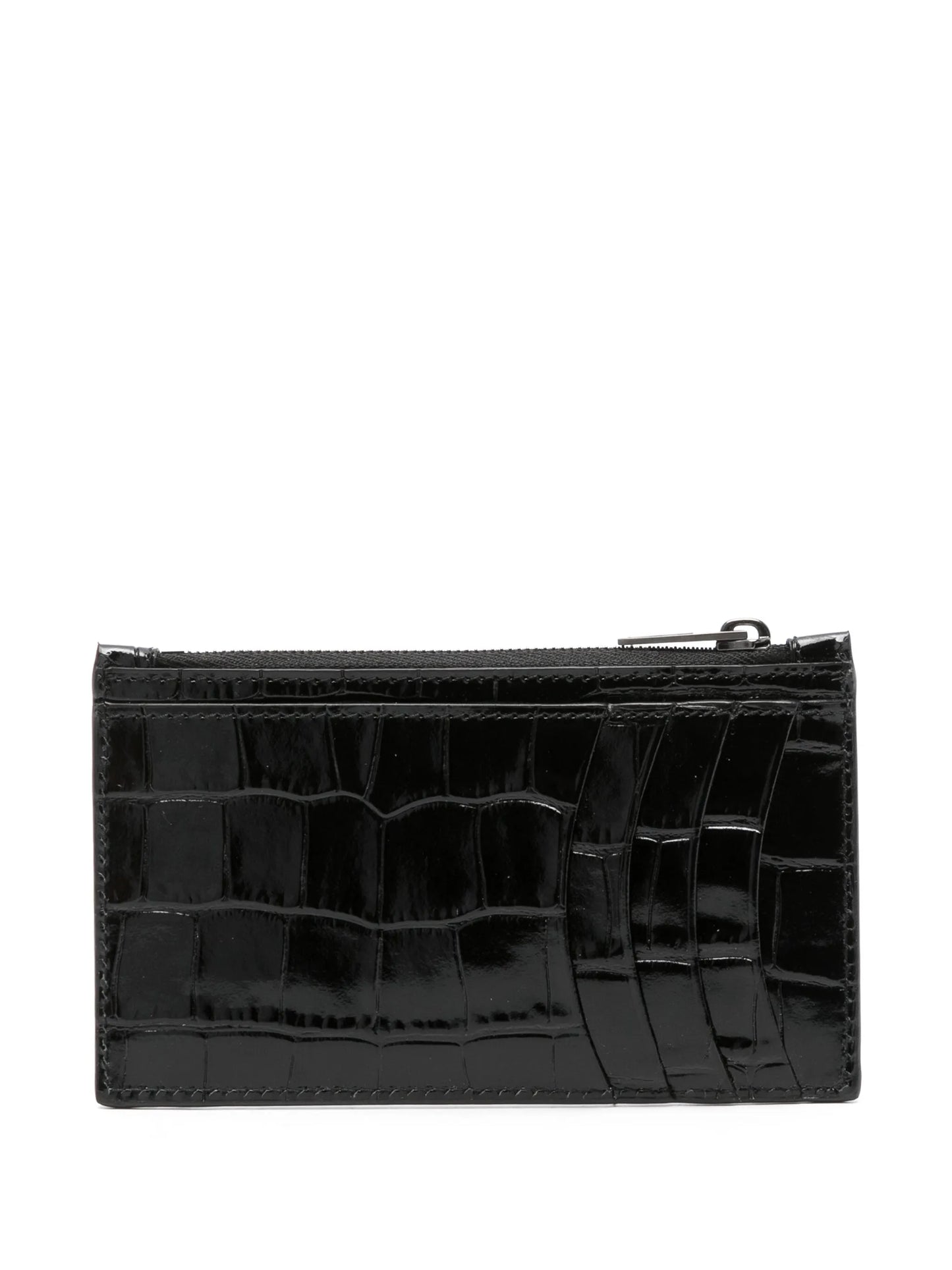 Hourglass crocodile-embossed card holder