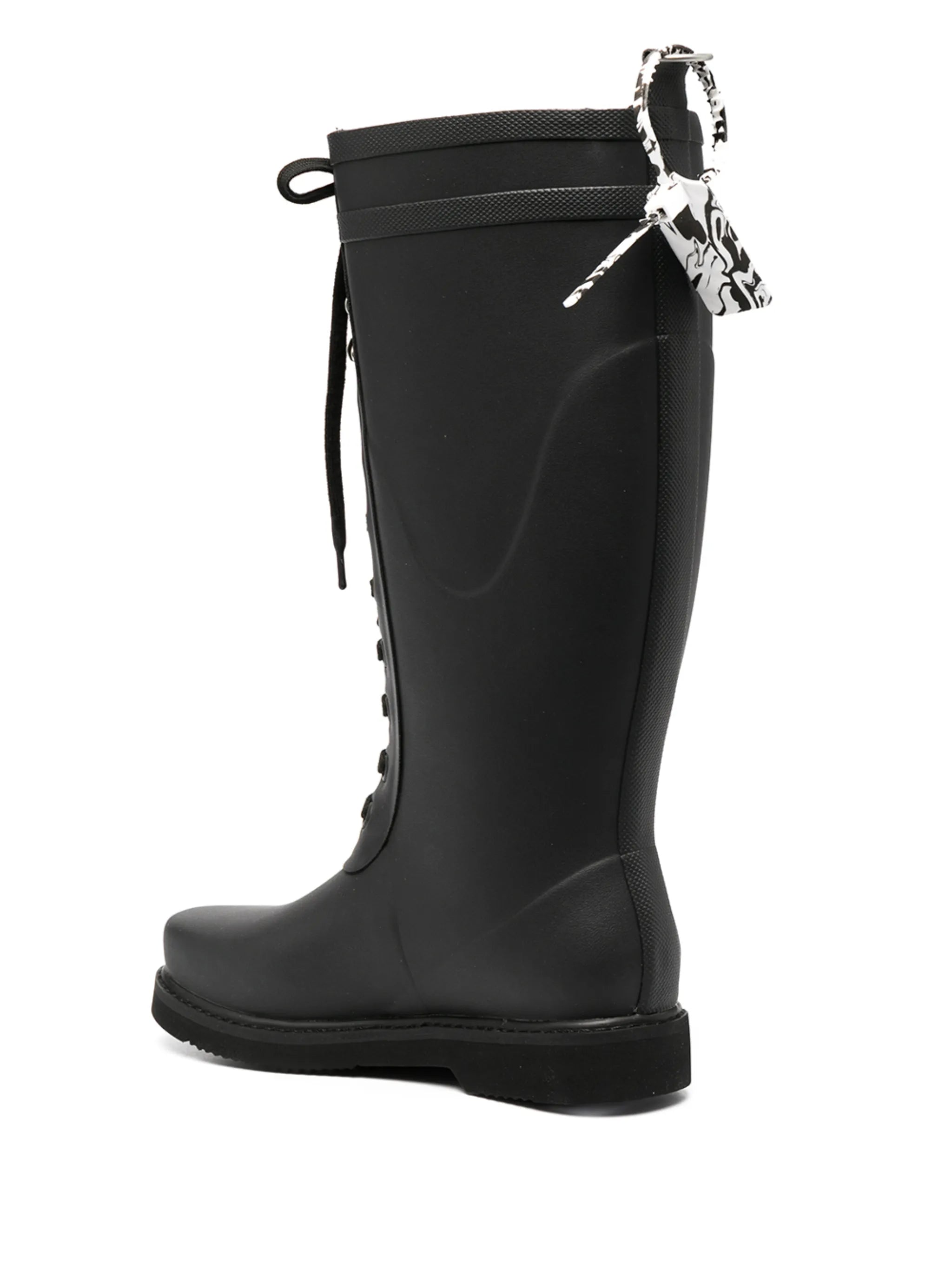 quote-motif lace-up riding boots