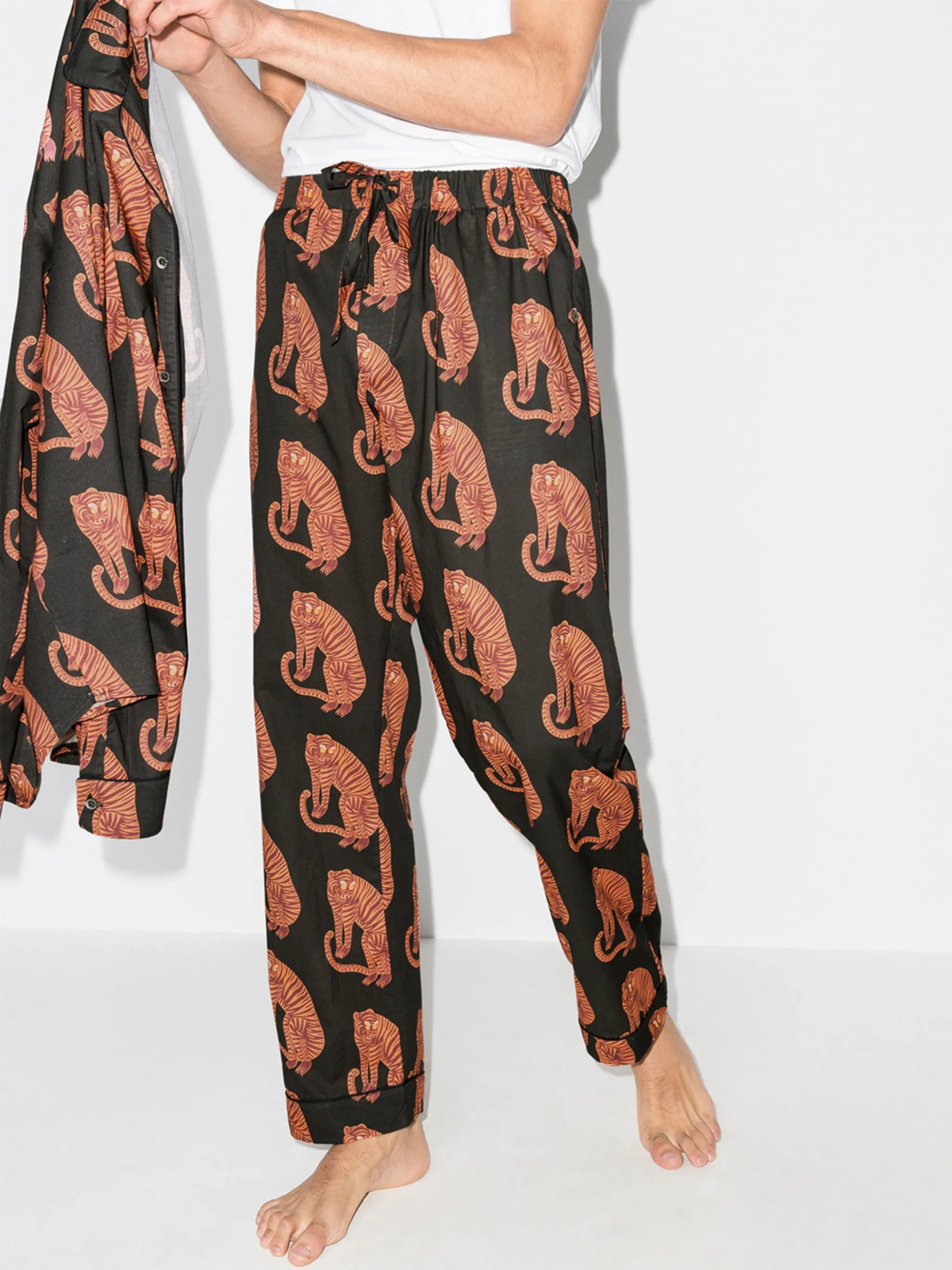 Sansindo tiger-print pajama trousers
