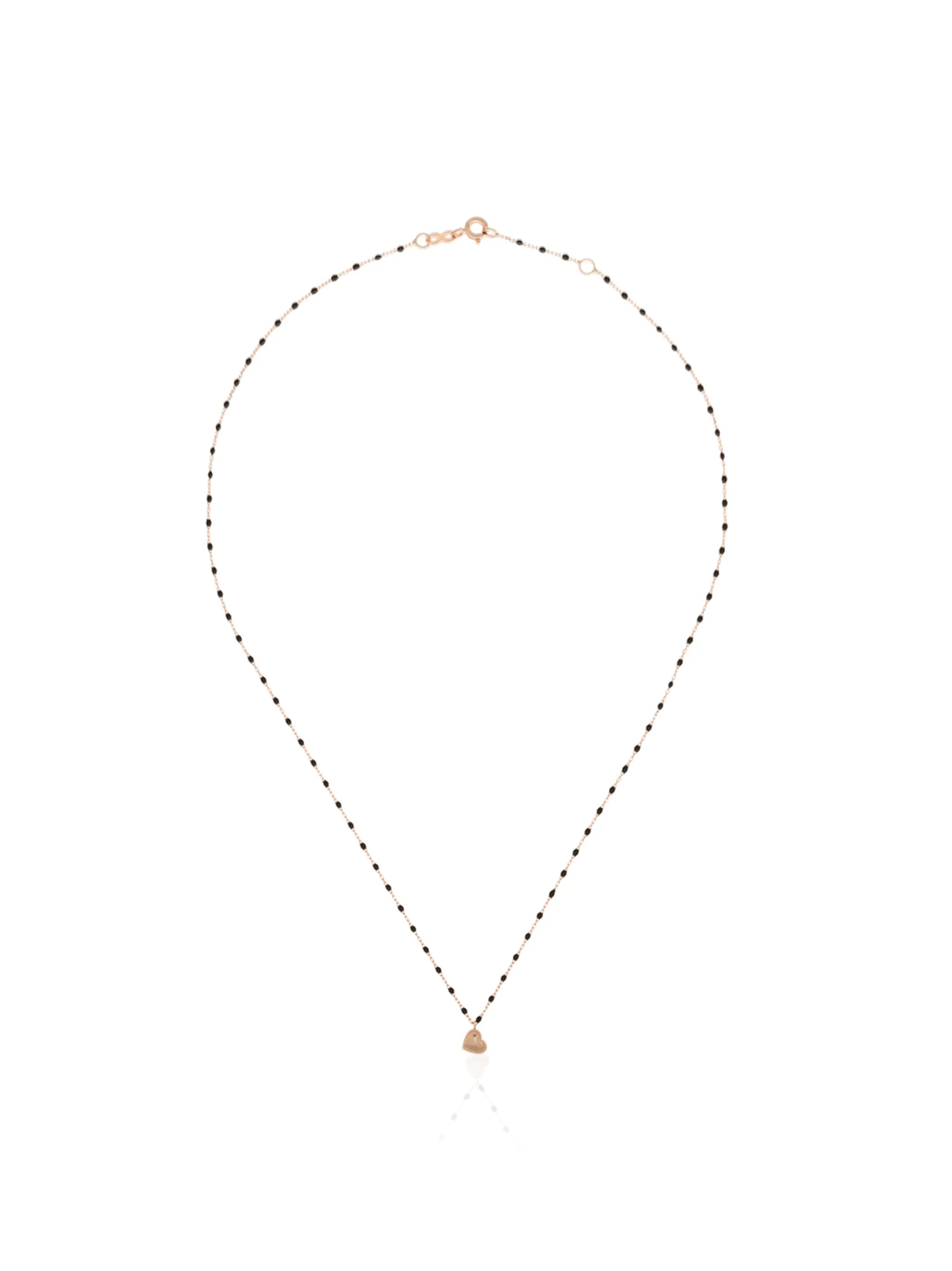 18kt gold Heart charm beaded necklace