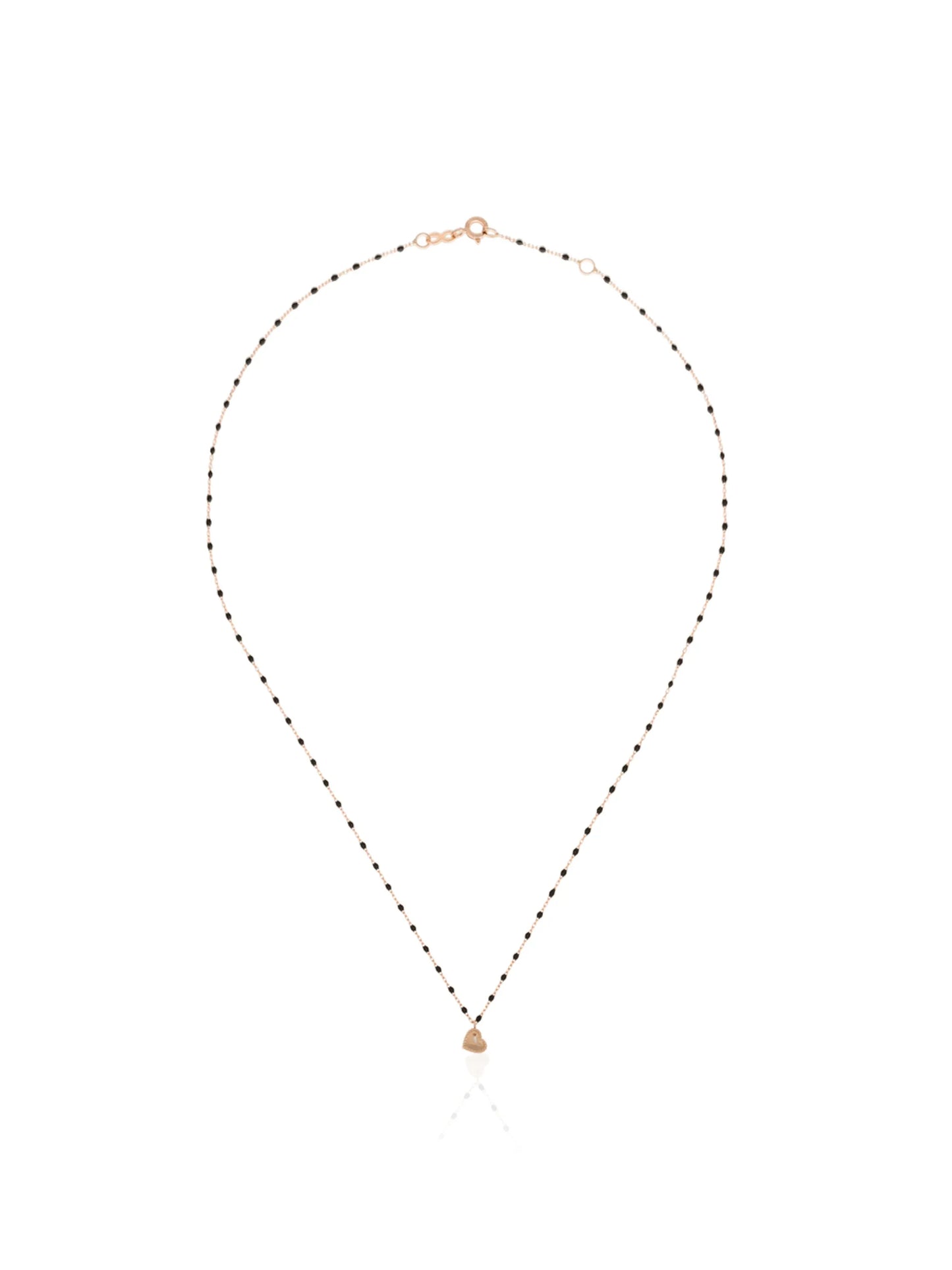 18kt gold Heart charm beaded necklace