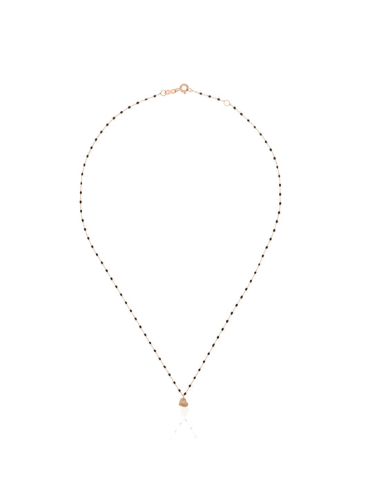 18kt gold Heart charm beaded necklace