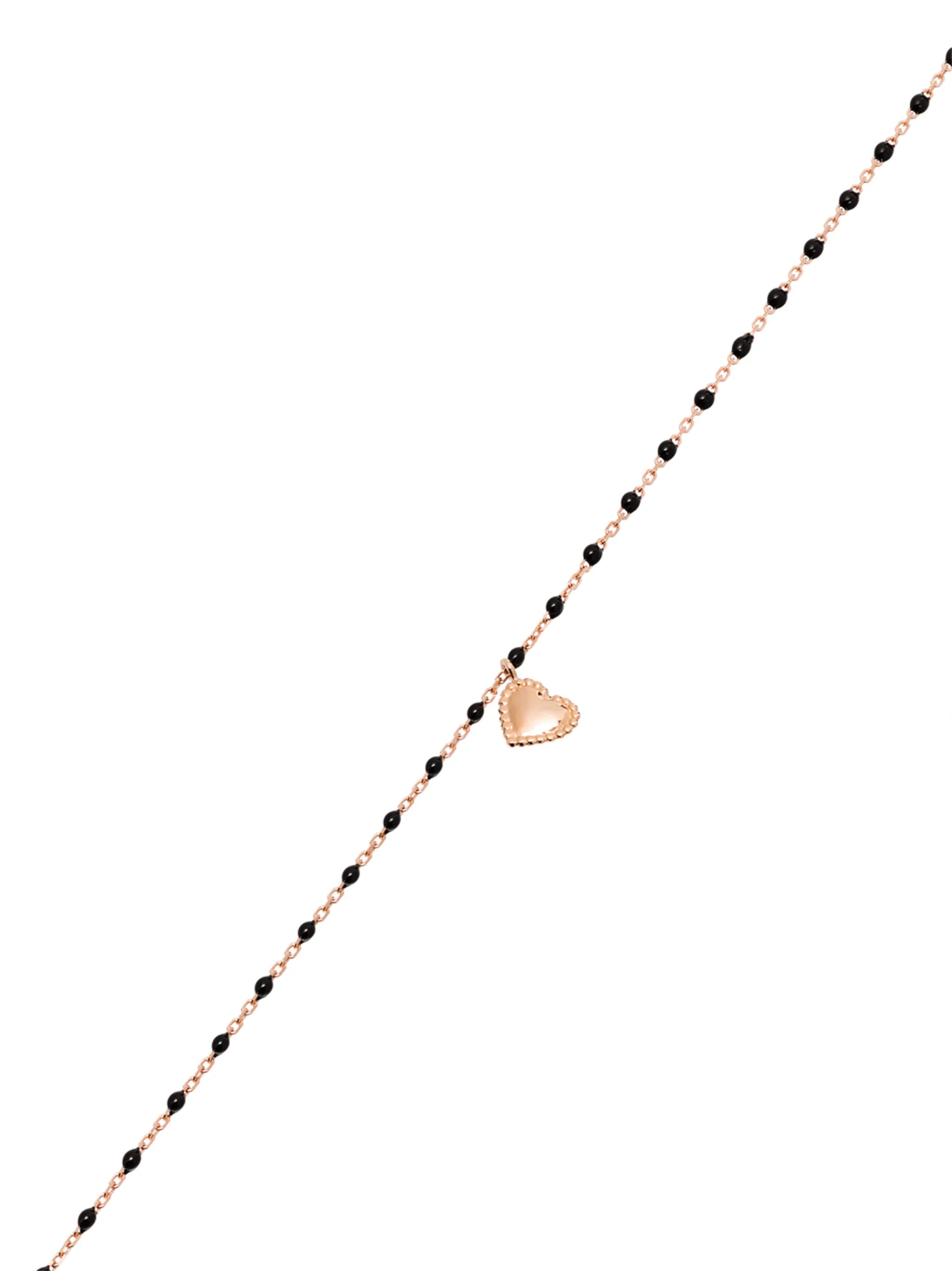 18kt gold Heart charm beaded necklace