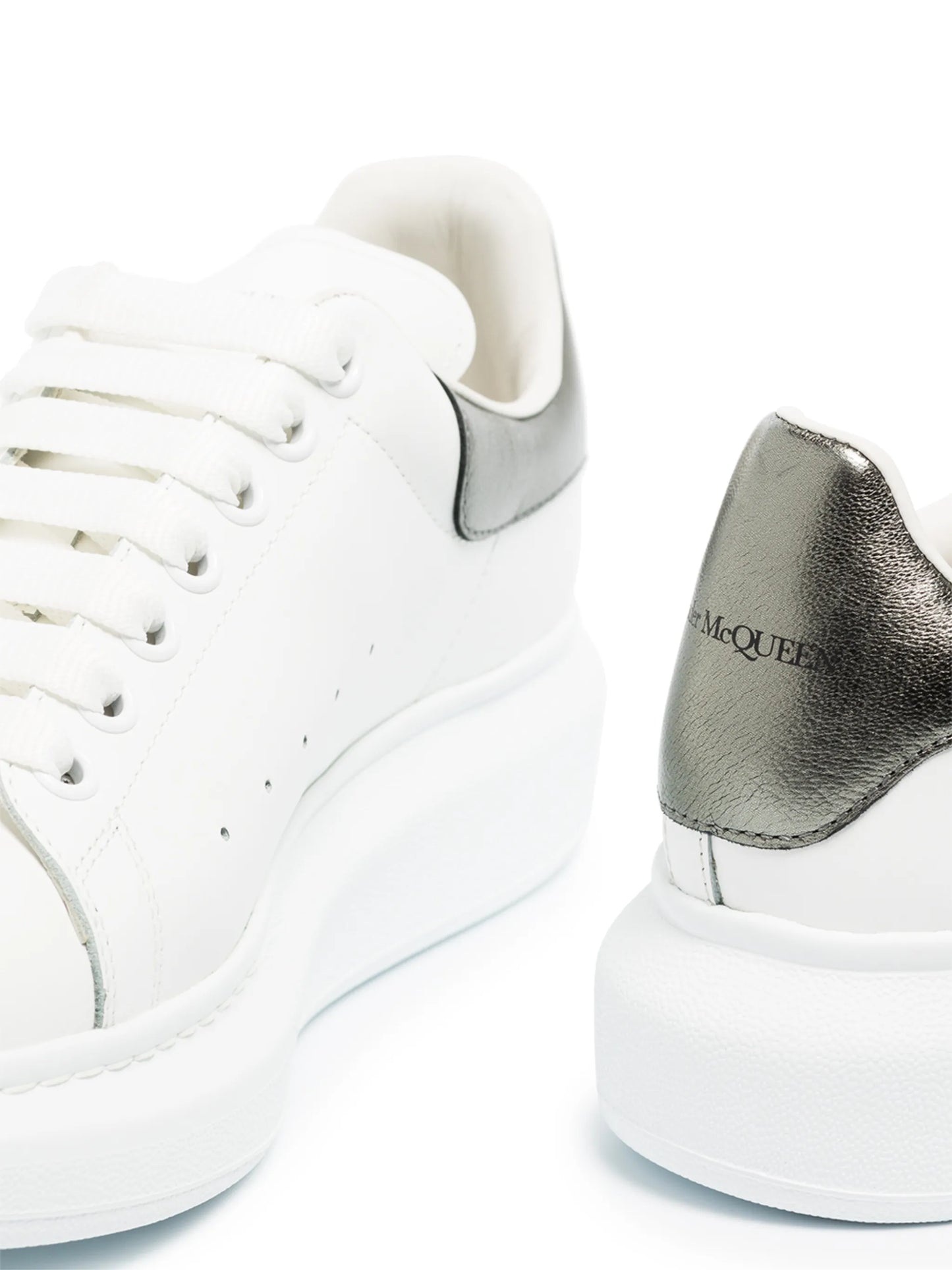 Oversized metallic leather sneakers
