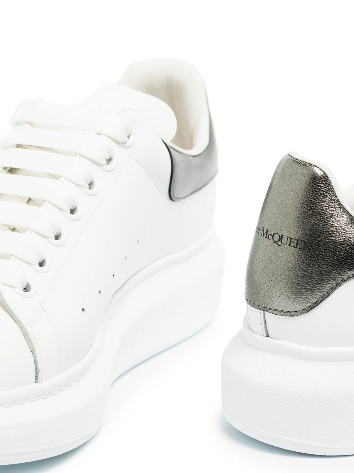 Oversized metallic leather sneakers