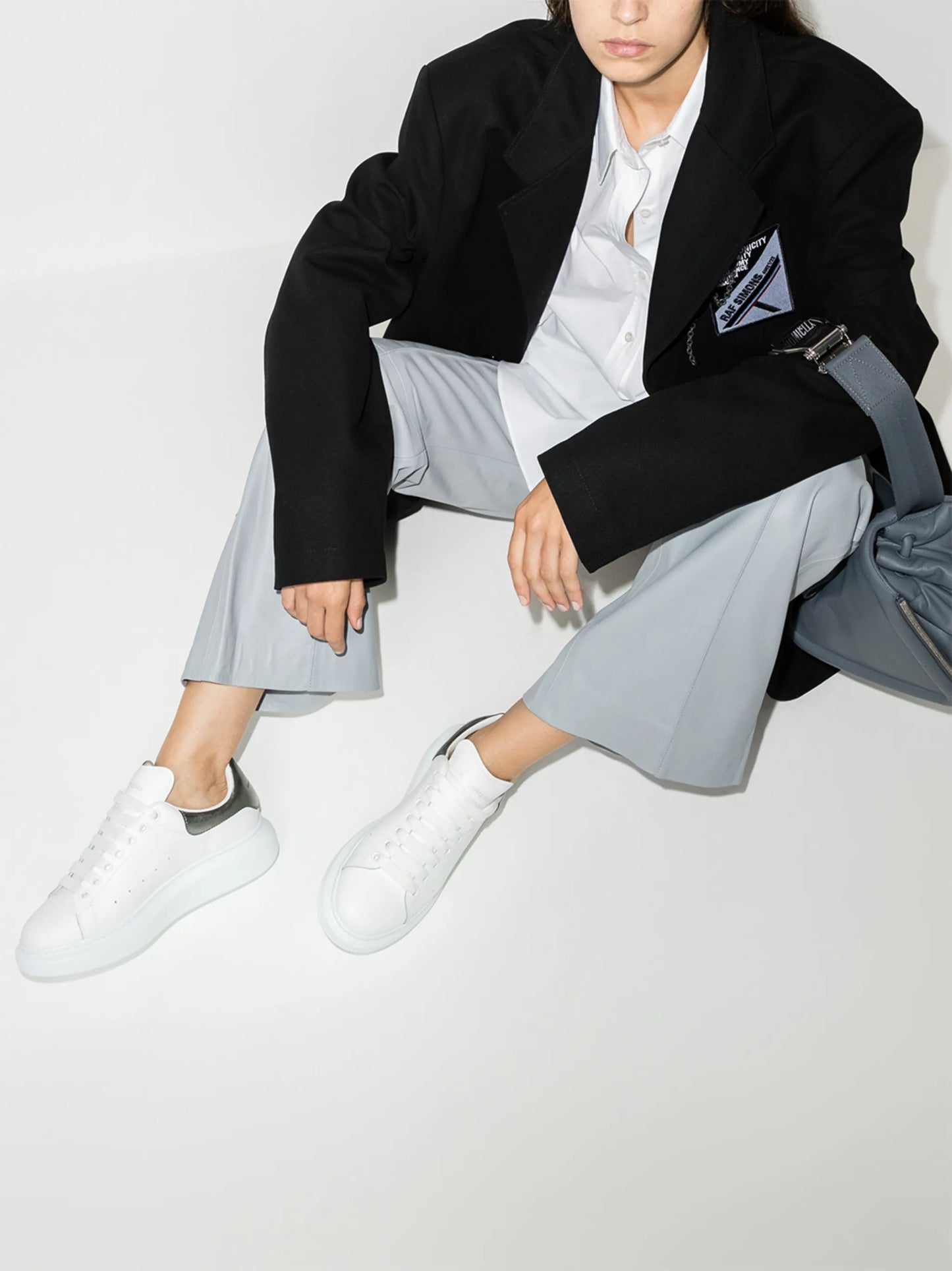 Oversized metallic leather sneakers