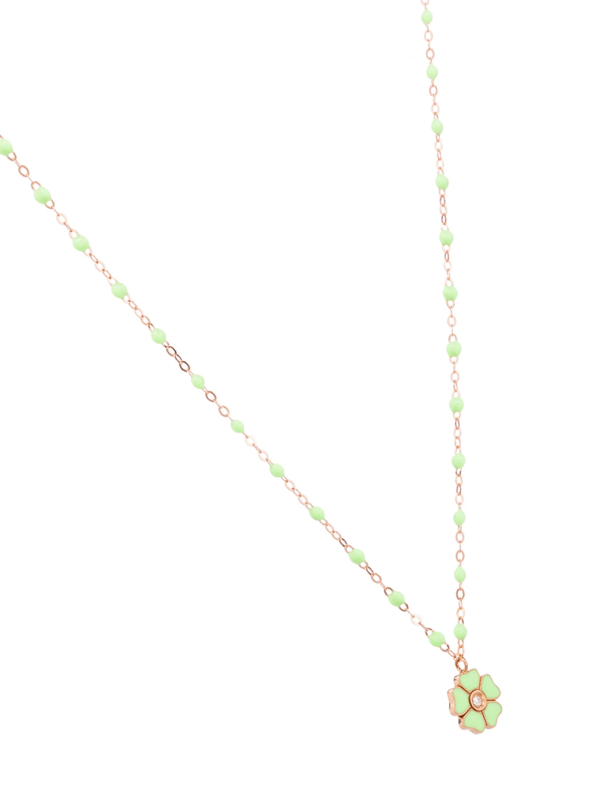 18kt yellow gold beaded floral-pendant necklace