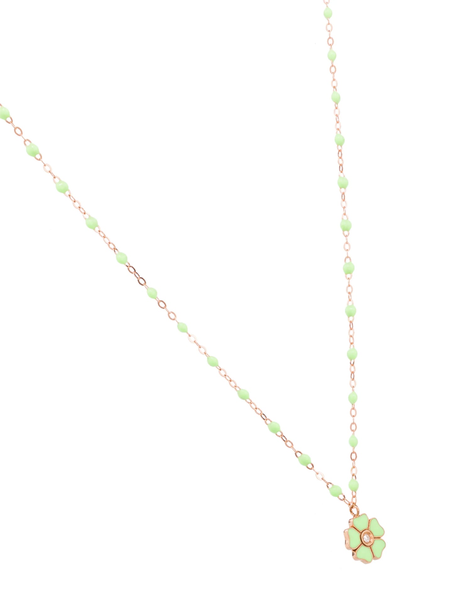 18kt yellow gold beaded floral-pendant necklace