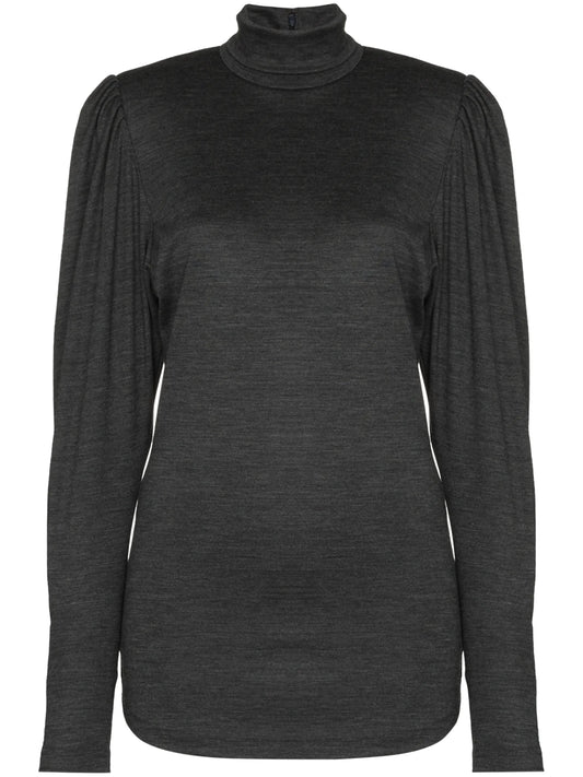 balloon-sleeve rollneck top