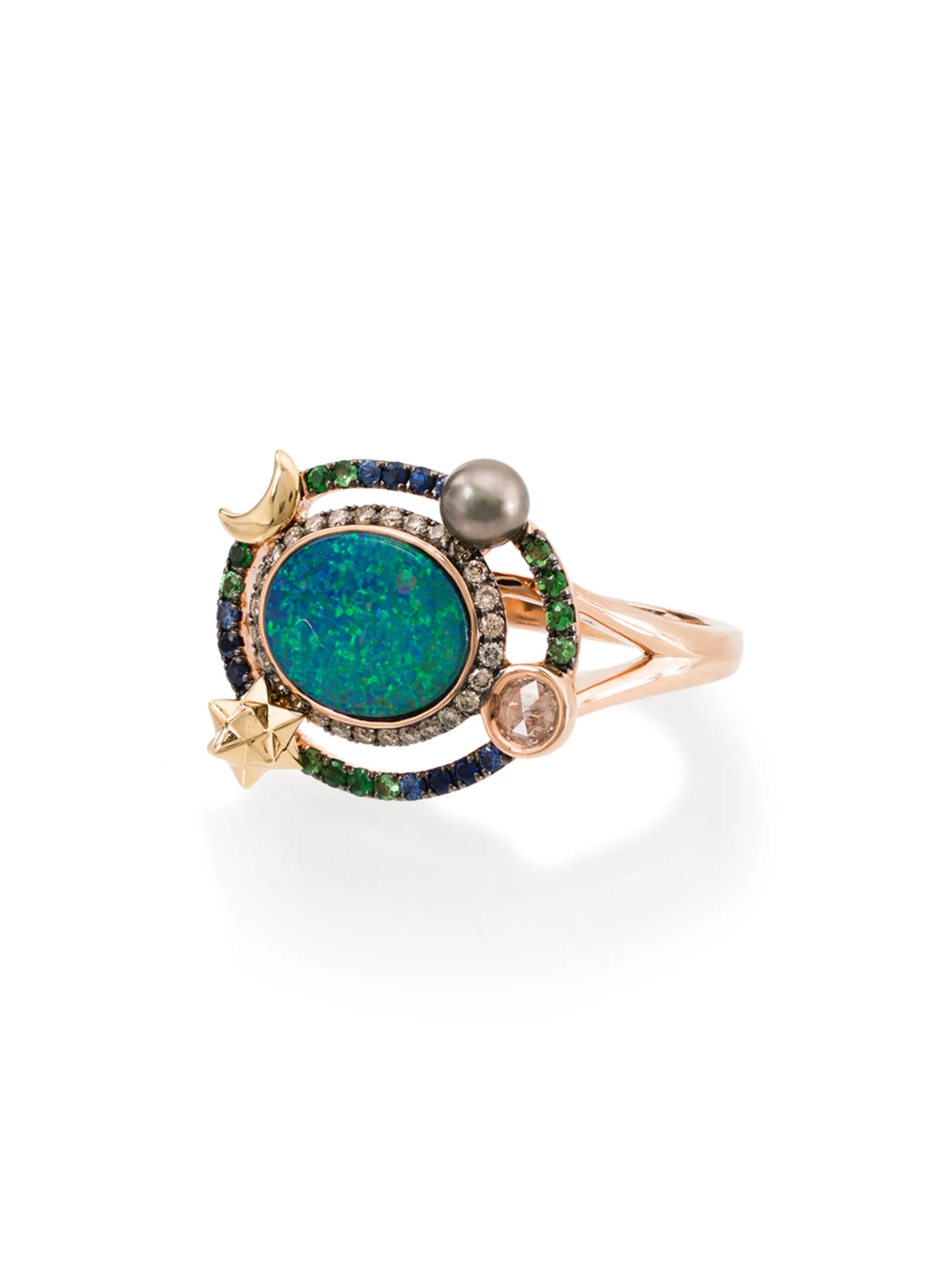 18kt rose and yellow gold galaxy cocktail ring