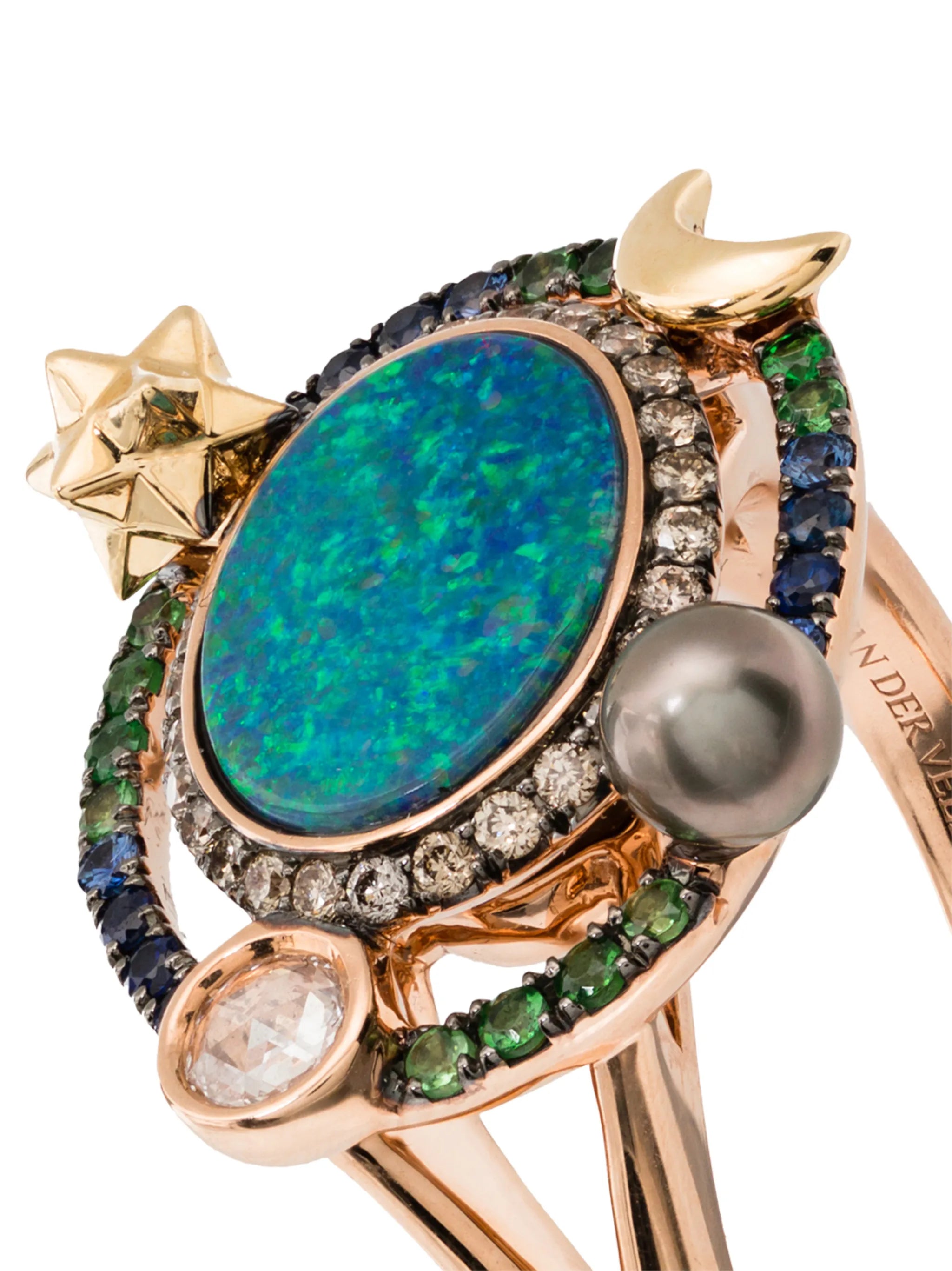 18kt rose and yellow gold galaxy cocktail ring