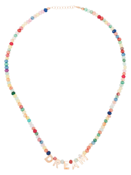 9kt rose gold jade letter charm necklace