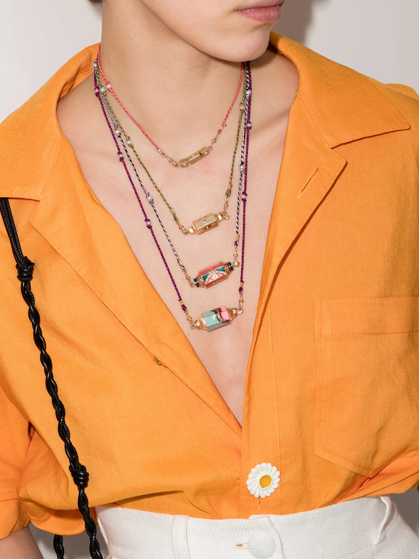 14kt yellow gold Rainbow Waterfall locket necklace