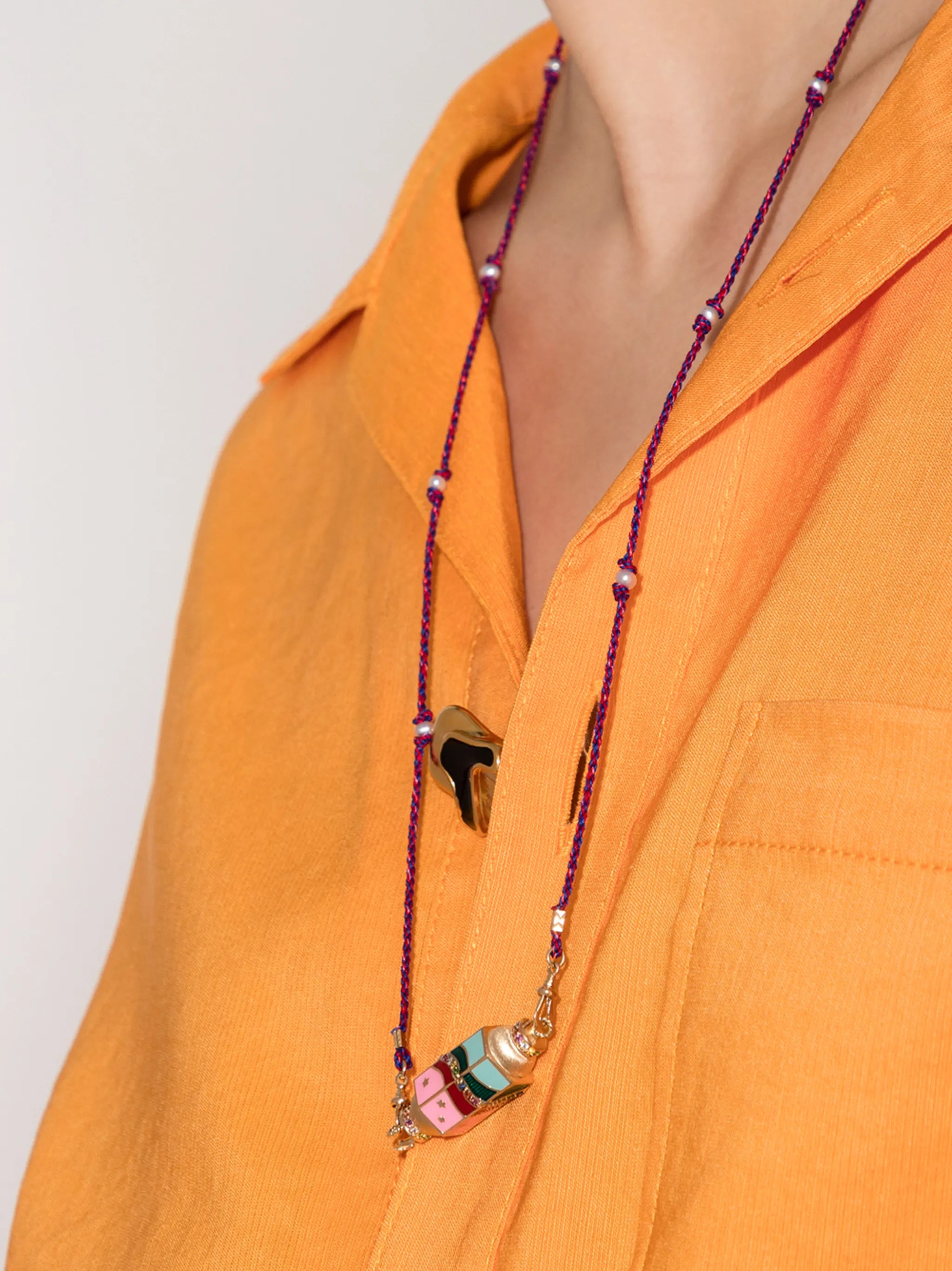 14kt yellow gold Rainbow Waterfall locket necklace