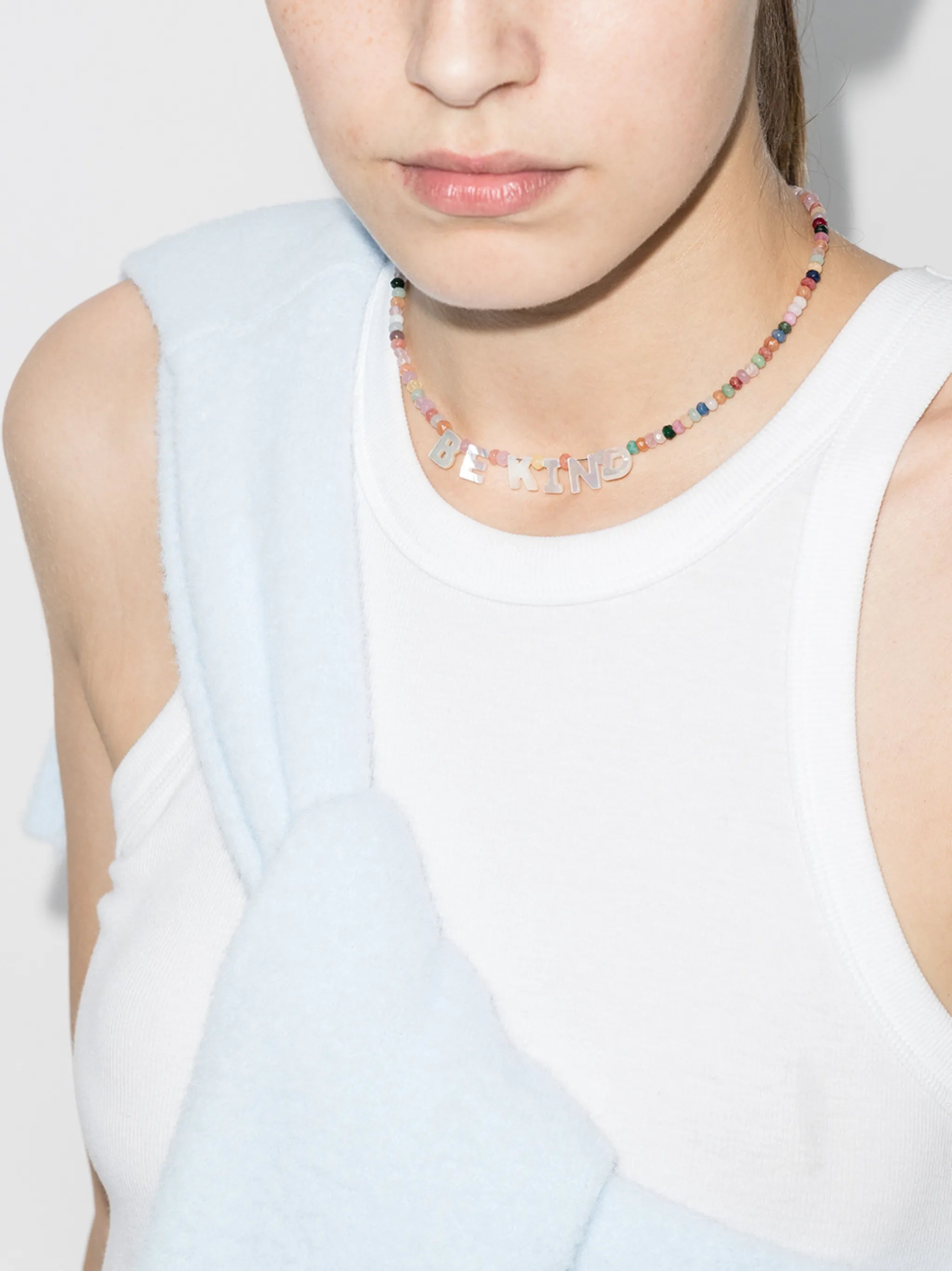 Be Kind 14kt rose gold jade necklace