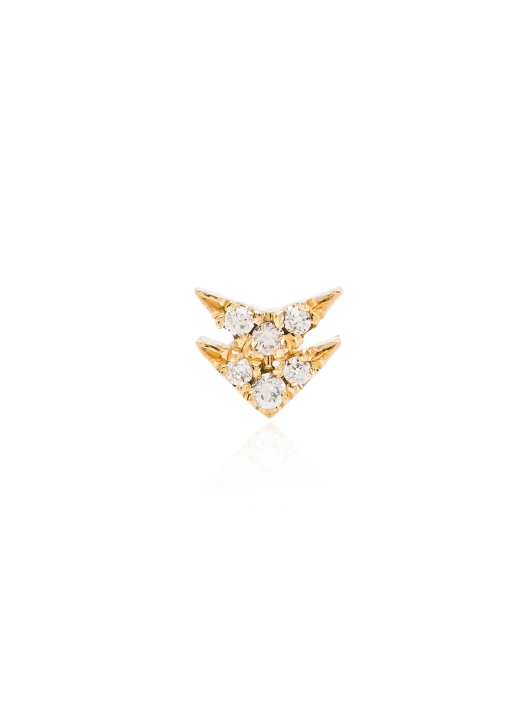 18kt yellow gold Double Arrow diamond earring