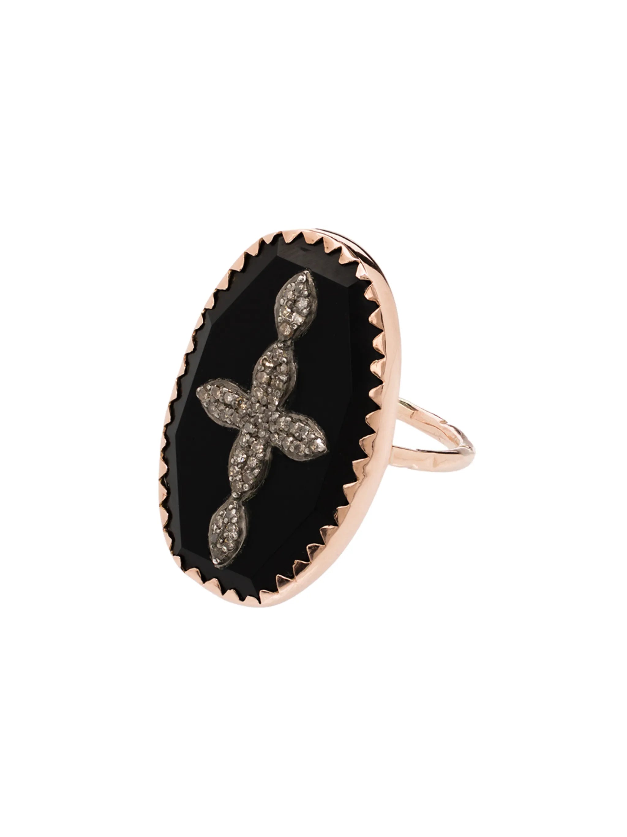 9kt rose gold Bowie N°3 diamond cross ring