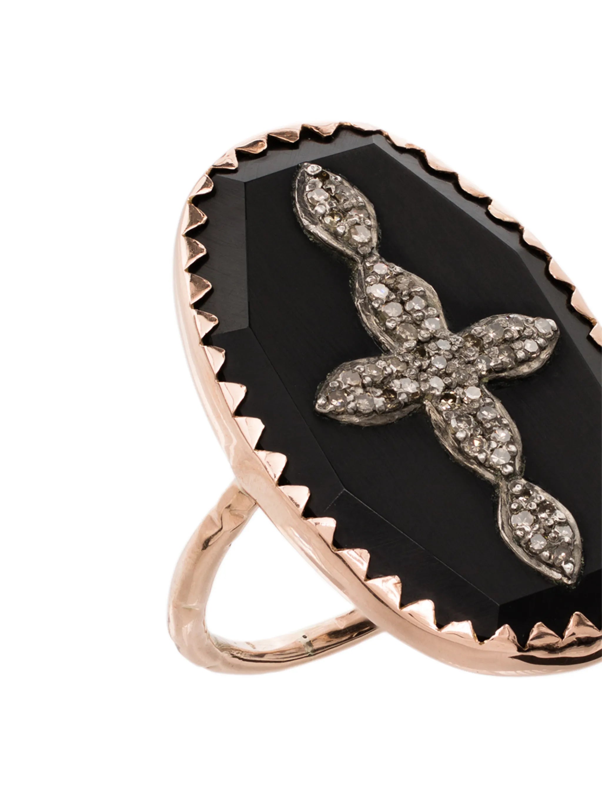 9kt rose gold Bowie N°3 diamond cross ring