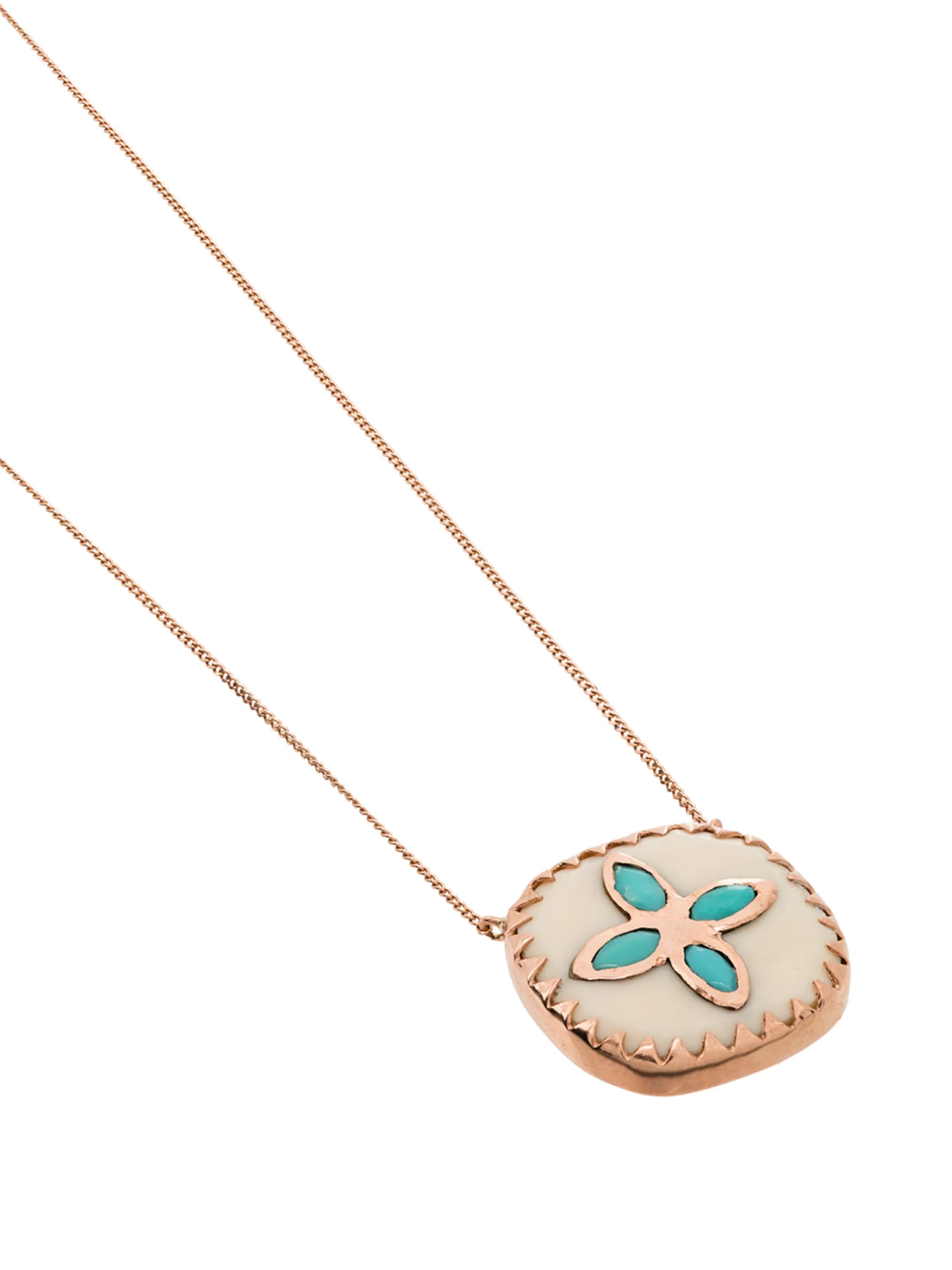 9kt rose gold turquoise detail necklace