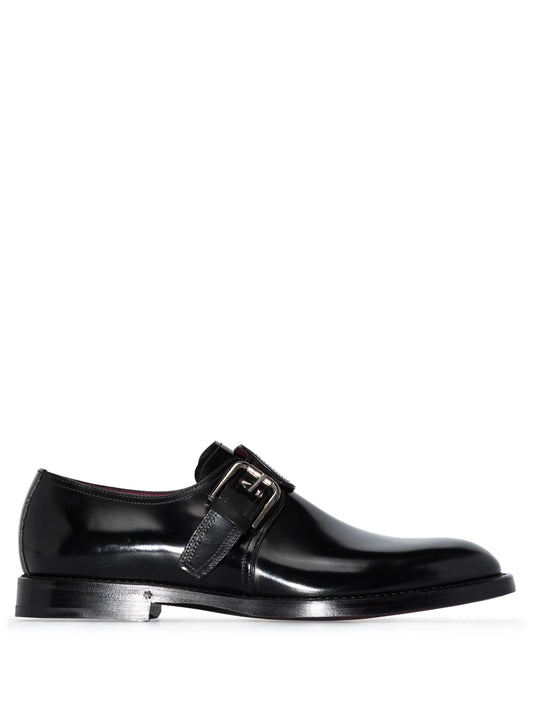 brushed leather monk shoes