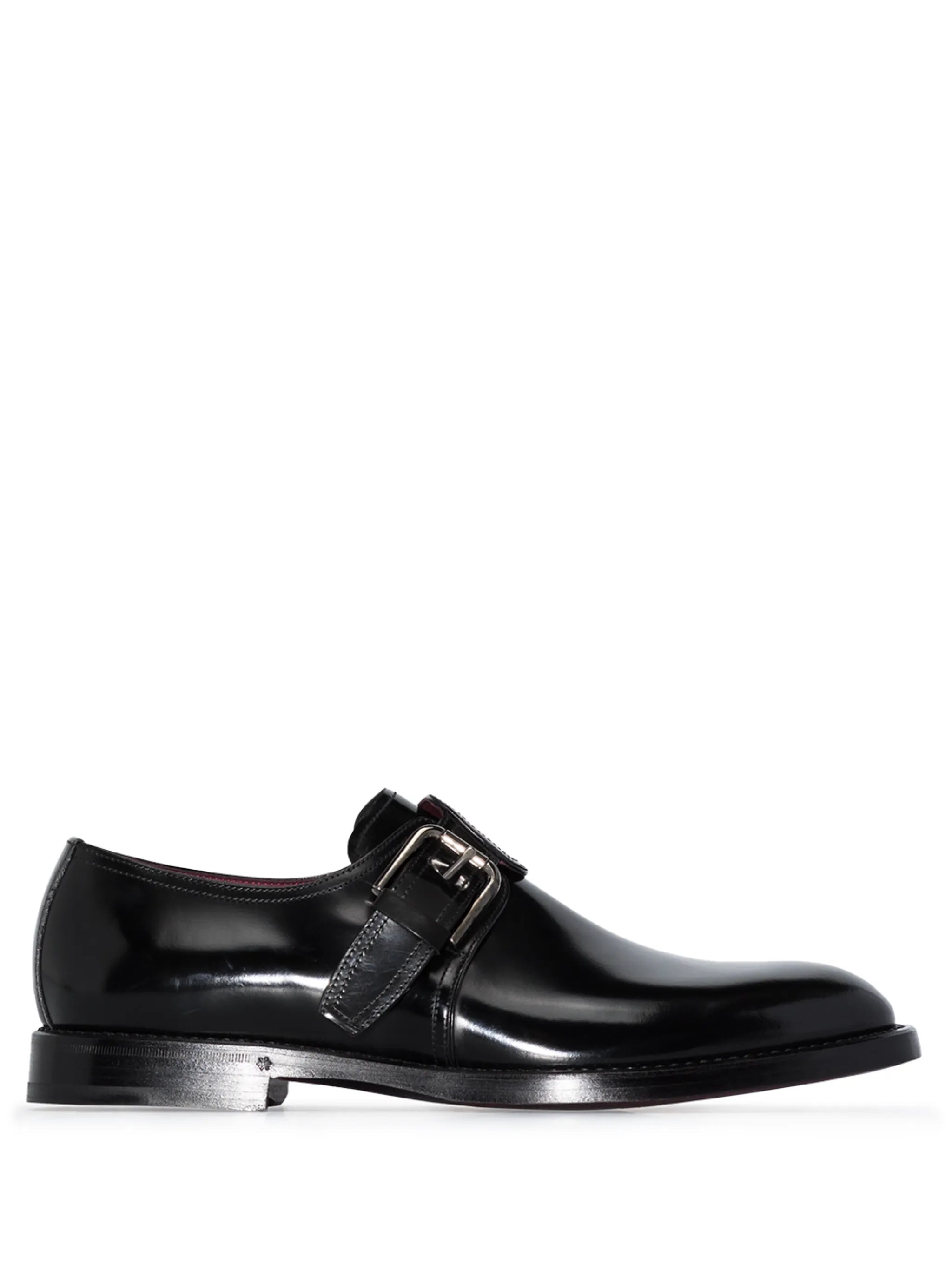 brushed leather monk shoes