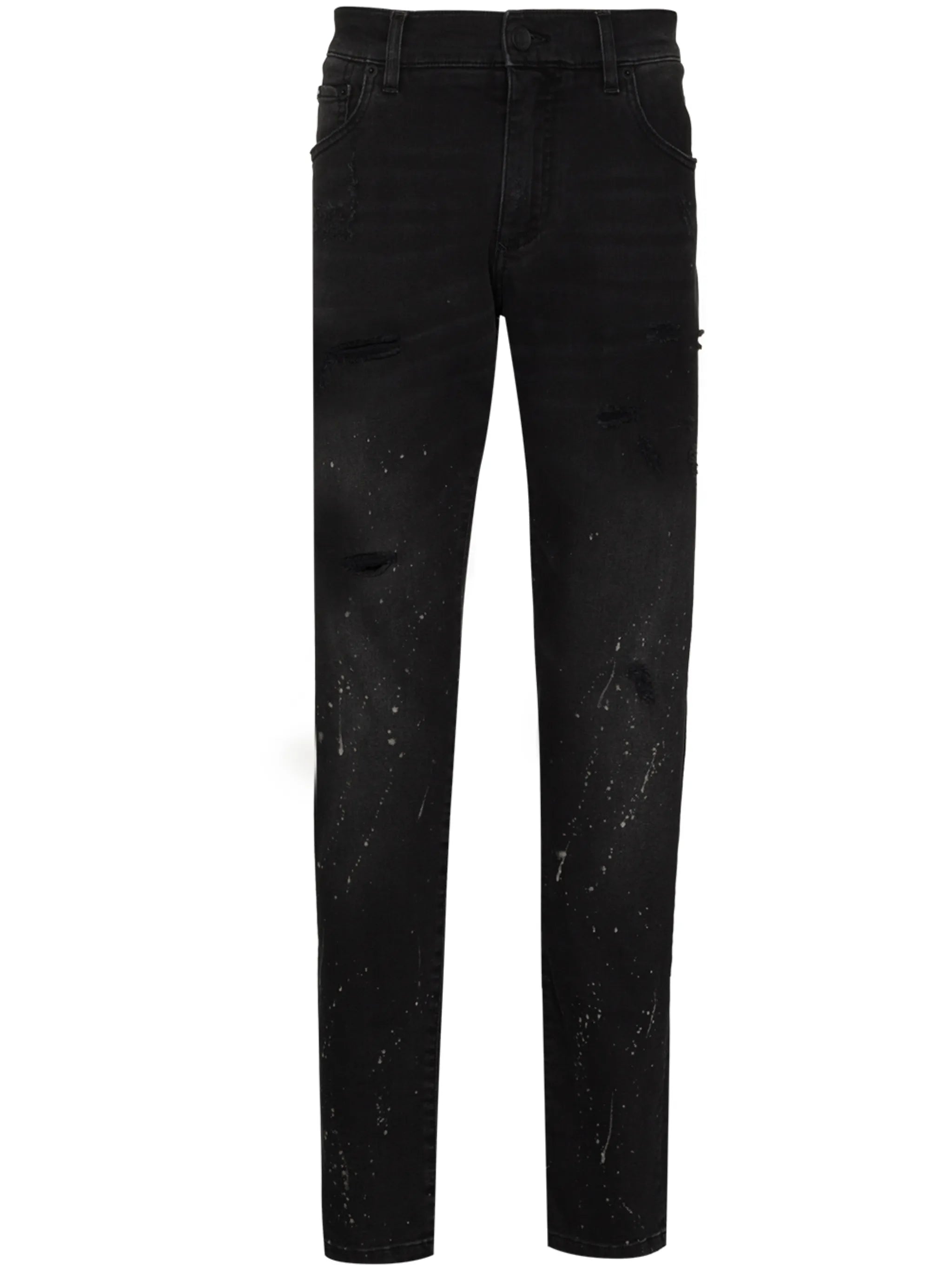 splatter-paint tapered-leg jeans