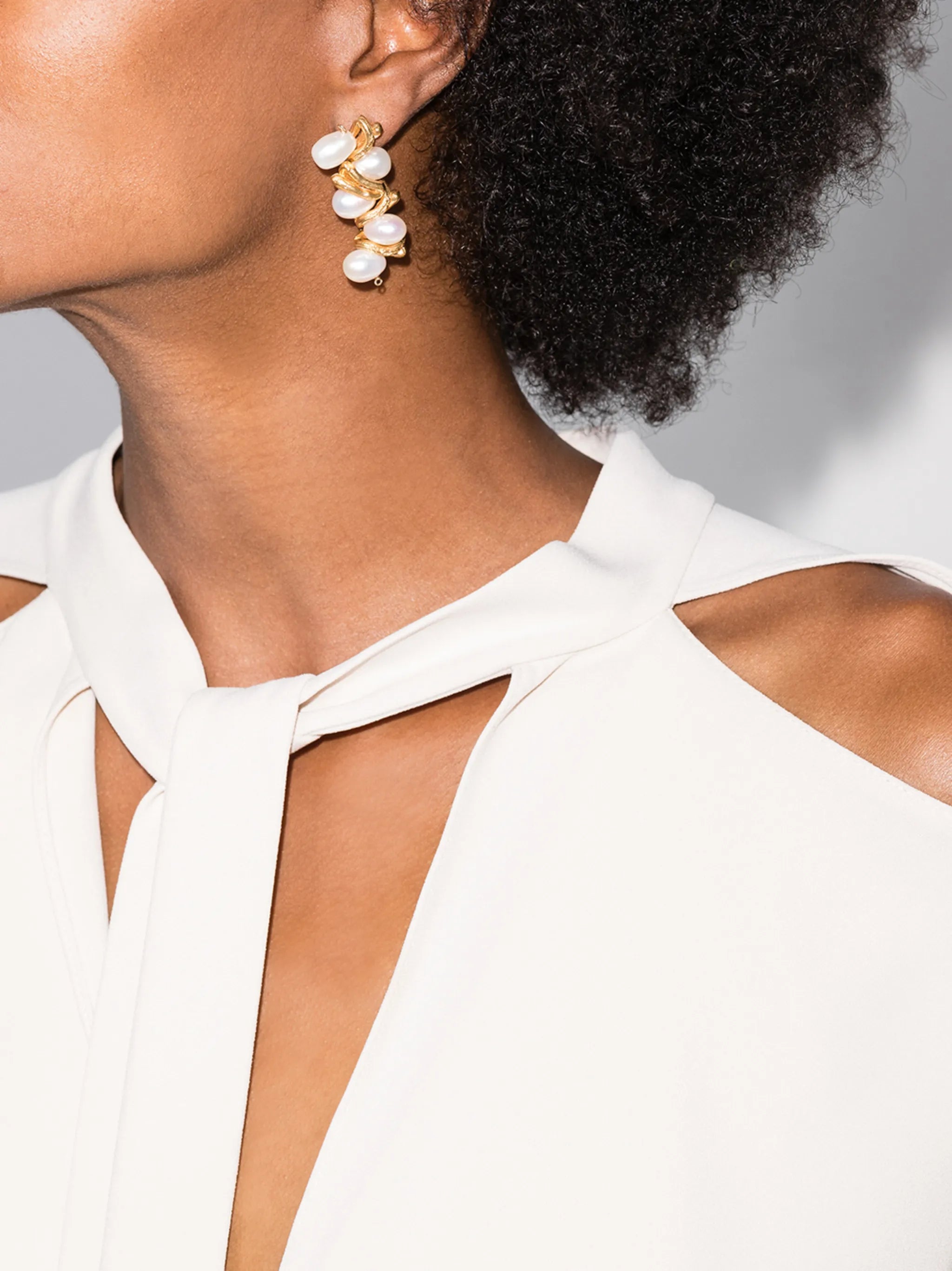 Calliope gold-plated pearl earrings