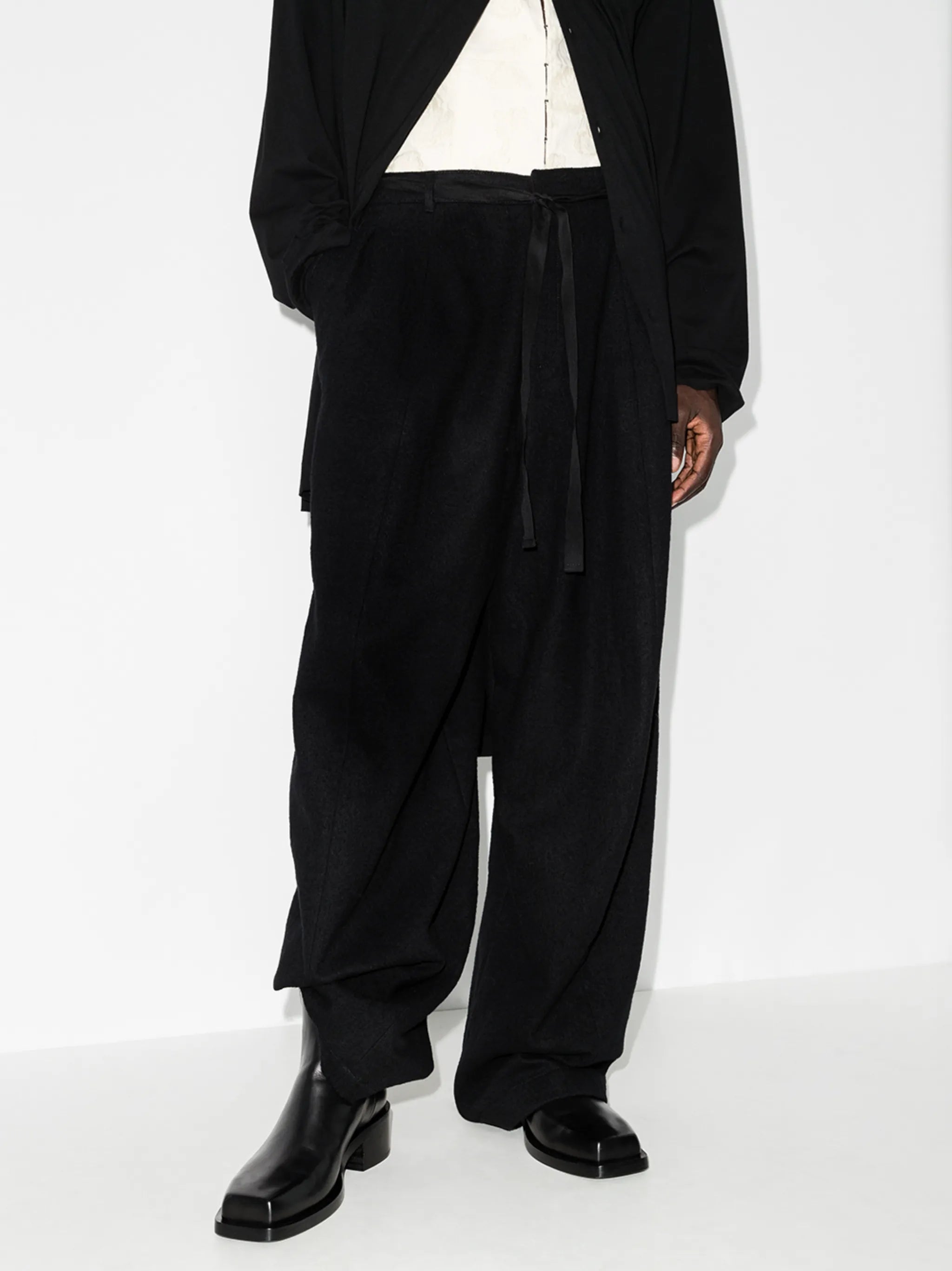 drawstring wide-leg trousers
