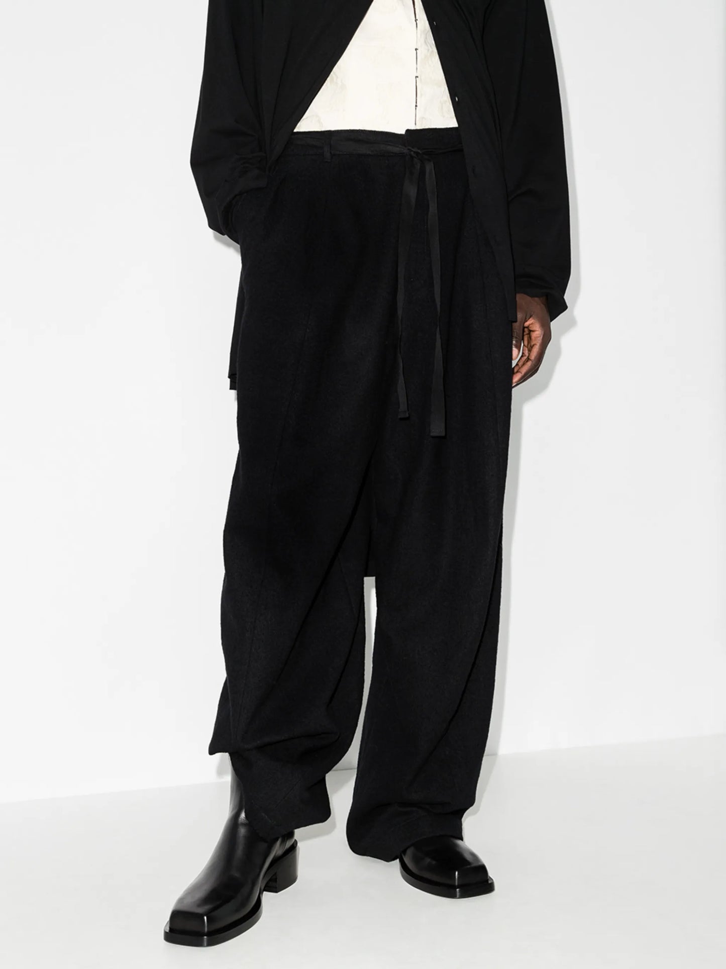drawstring wide-leg trousers