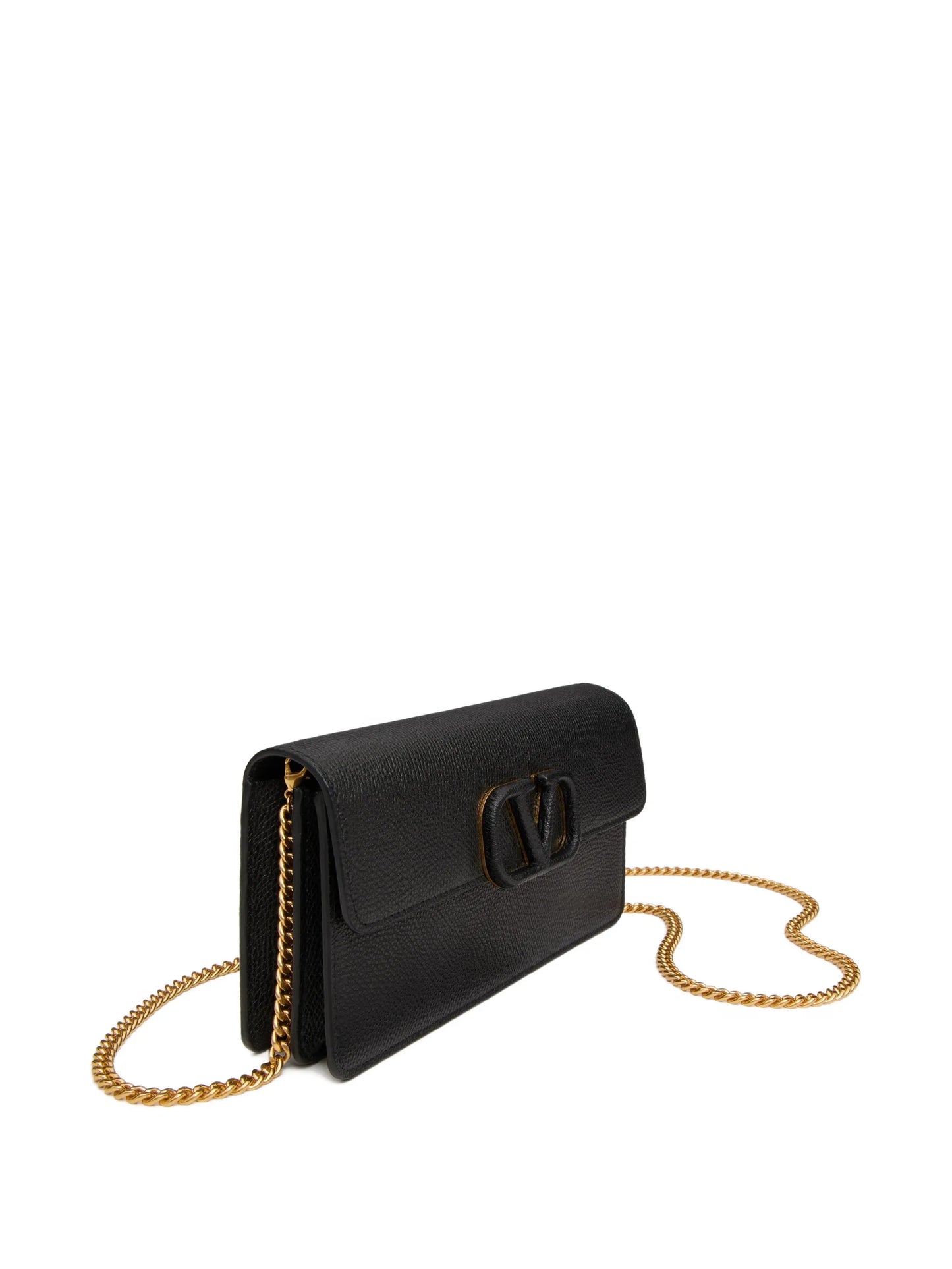 Vlogo Signature grainy calfskin wallet with chain