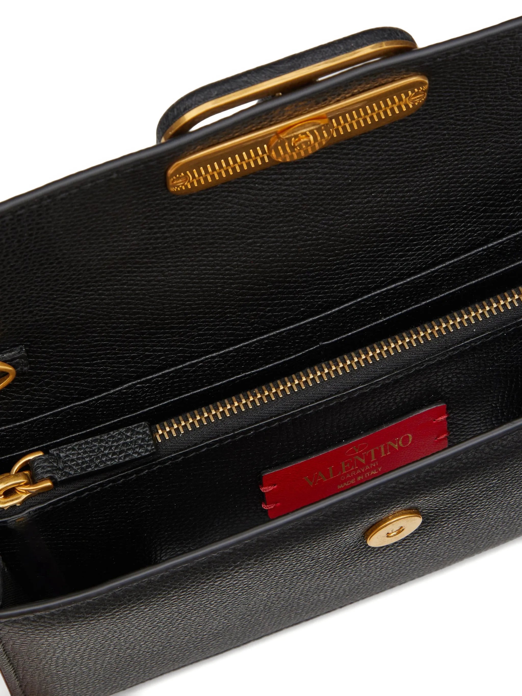 Vlogo Signature grainy calfskin wallet with chain