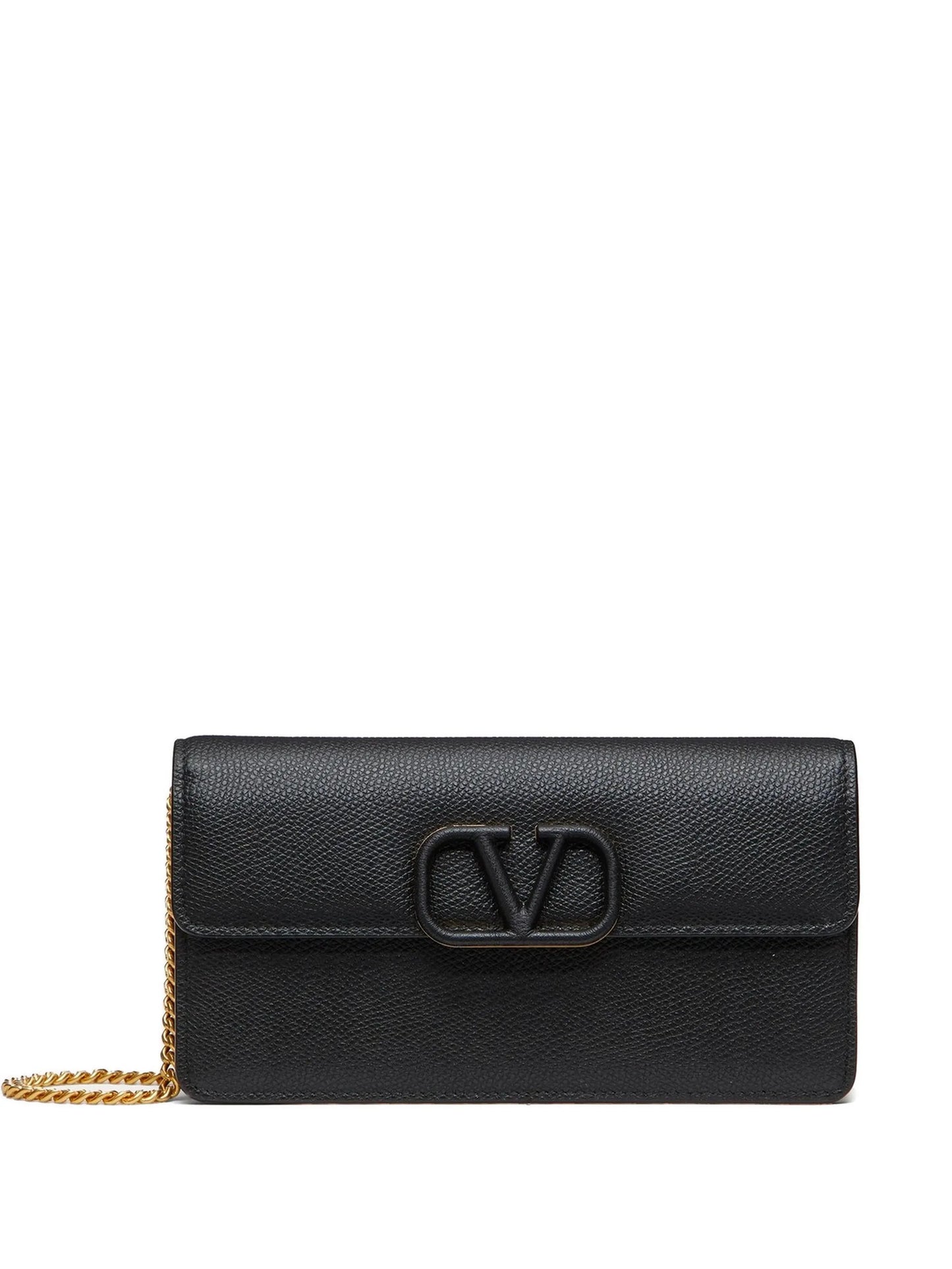 Vlogo Signature grainy calfskin wallet with chain