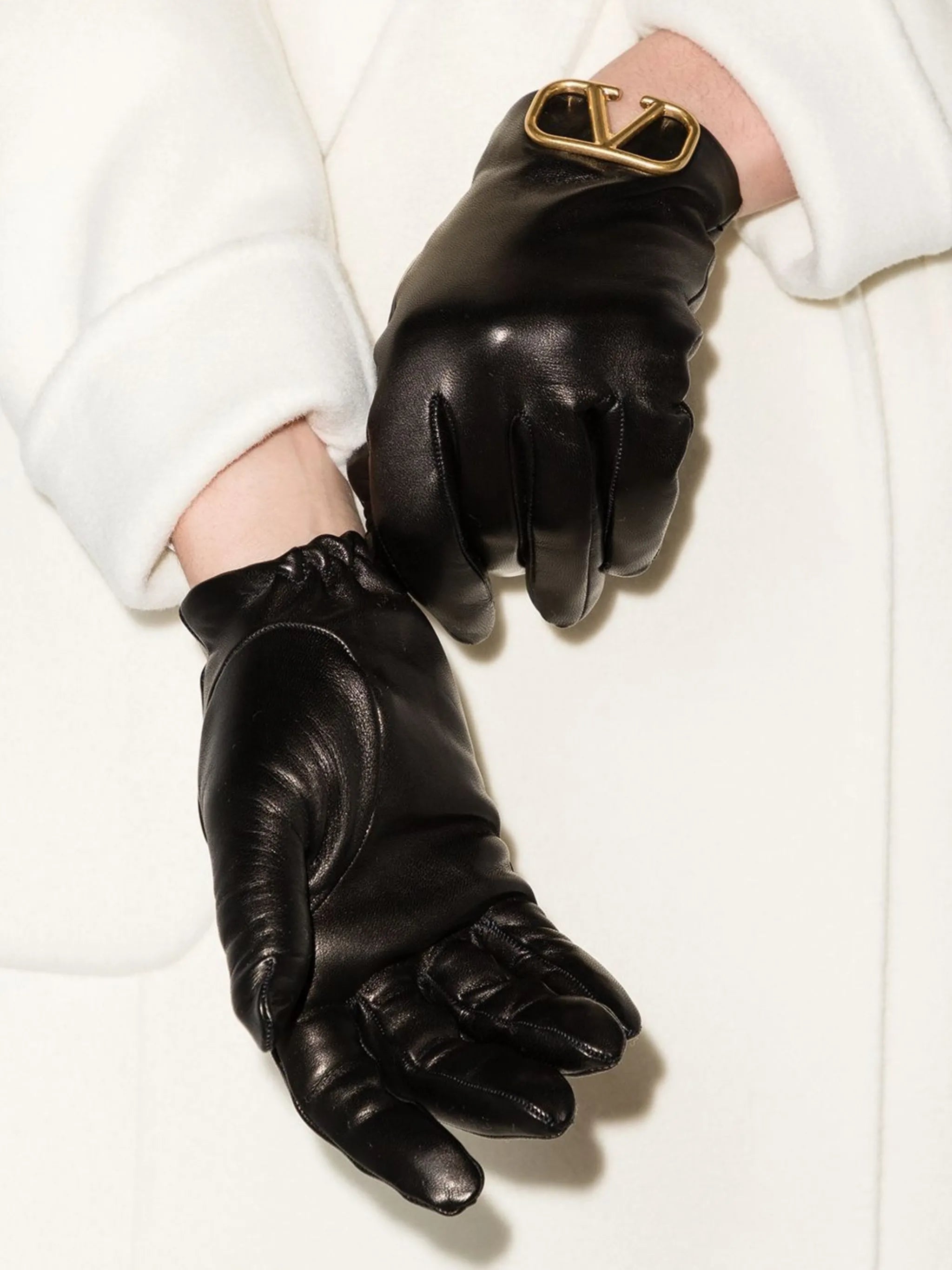 lambskin VLOGO appliqué gloves