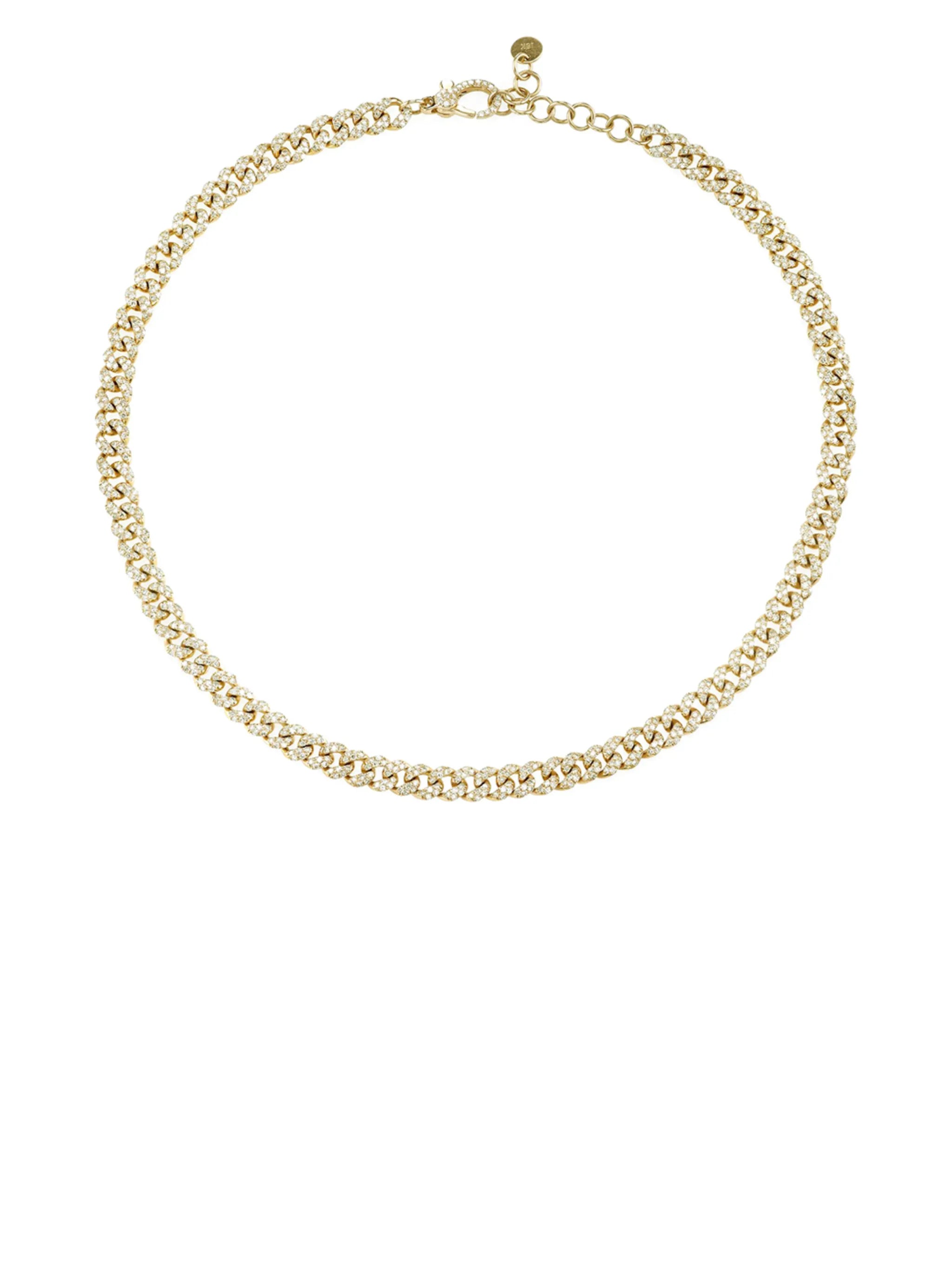 18kt yellow gold pavé diamond curb chain choker