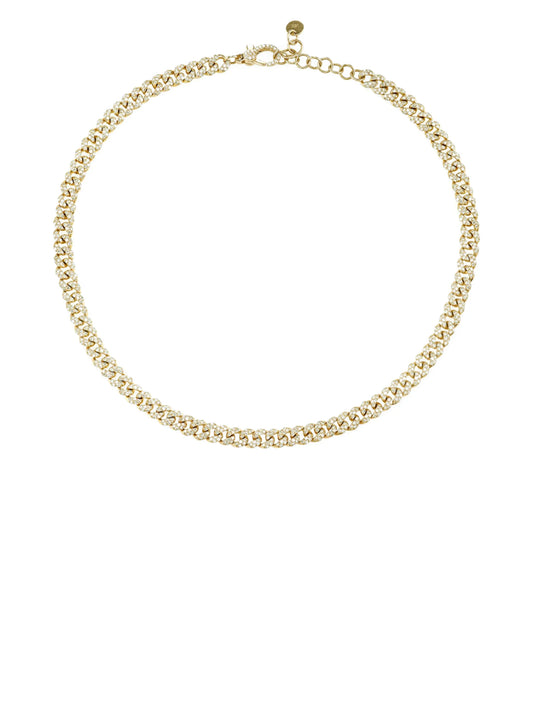 18kt yellow gold pavé diamond curb chain choker
