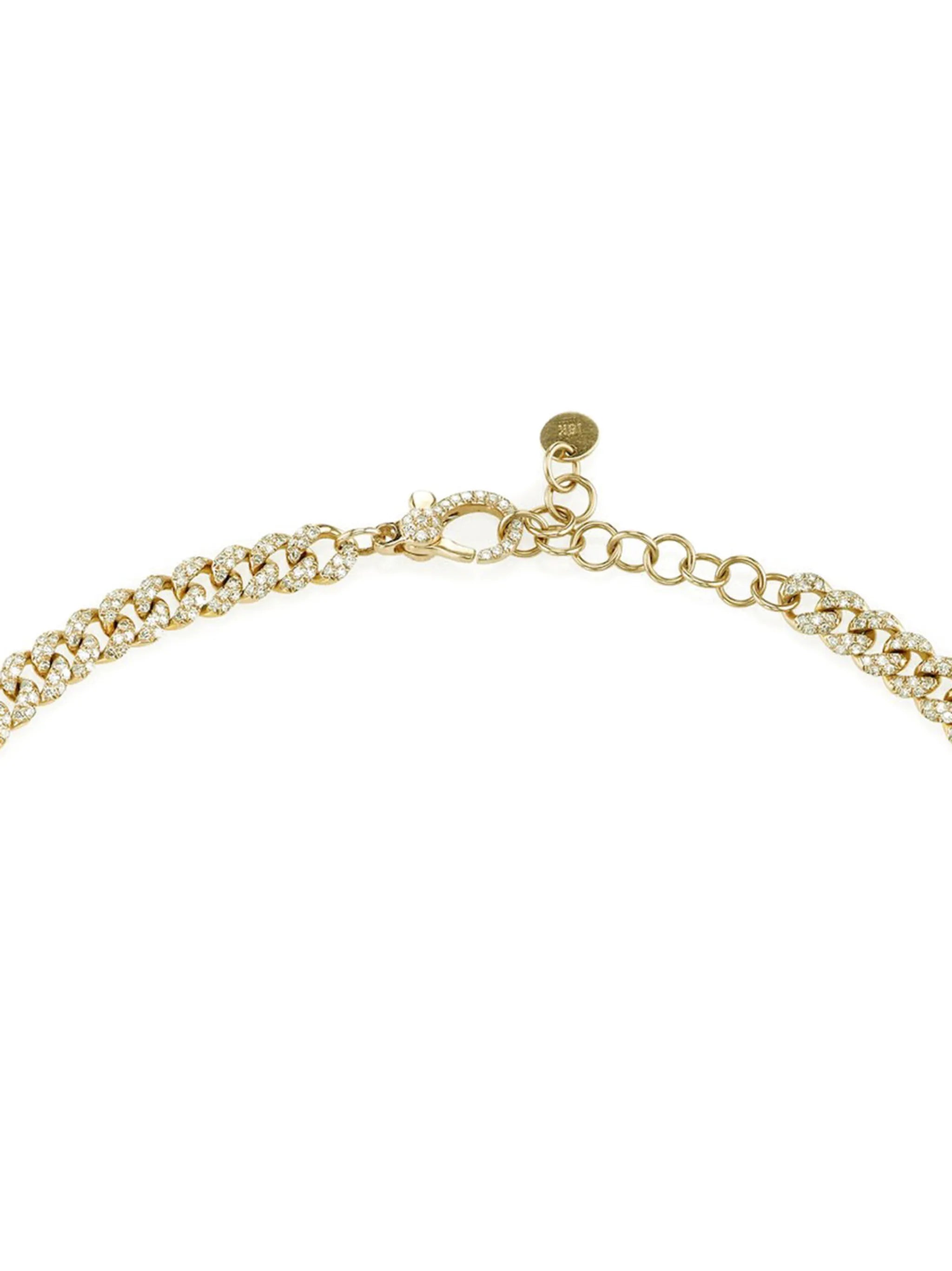 18kt yellow gold pavé diamond curb chain choker
