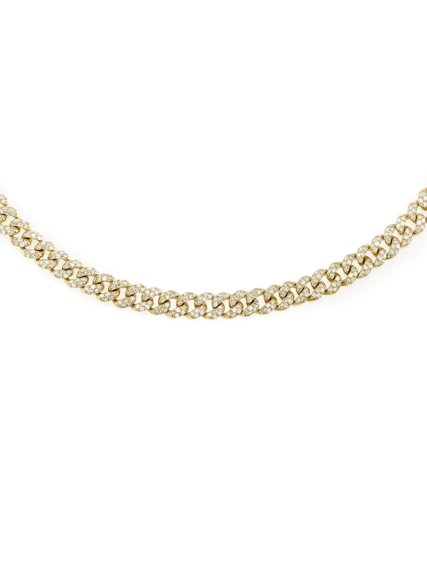 18kt yellow gold pavé diamond curb chain choker