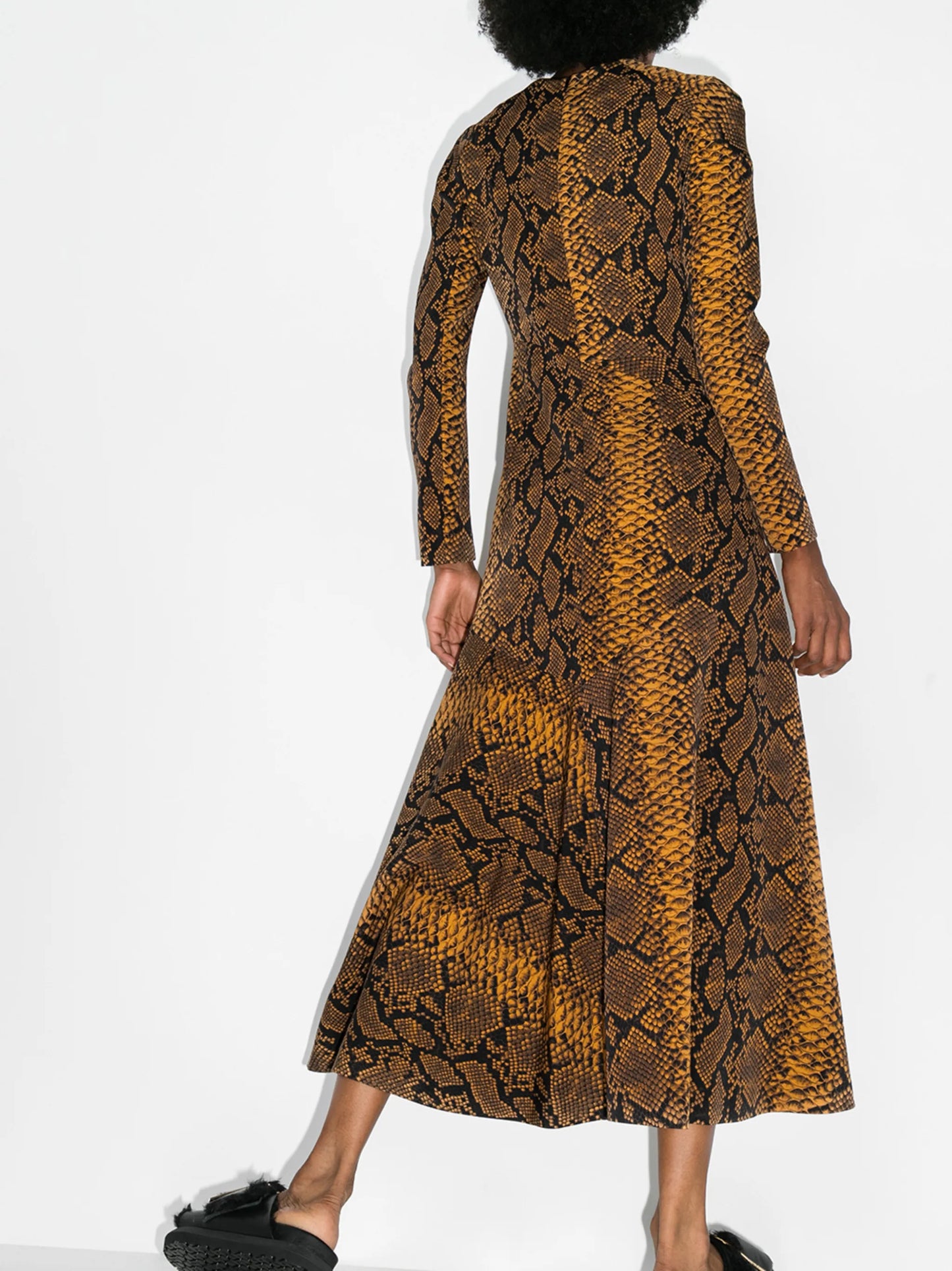 Danony pleated snake-print dress