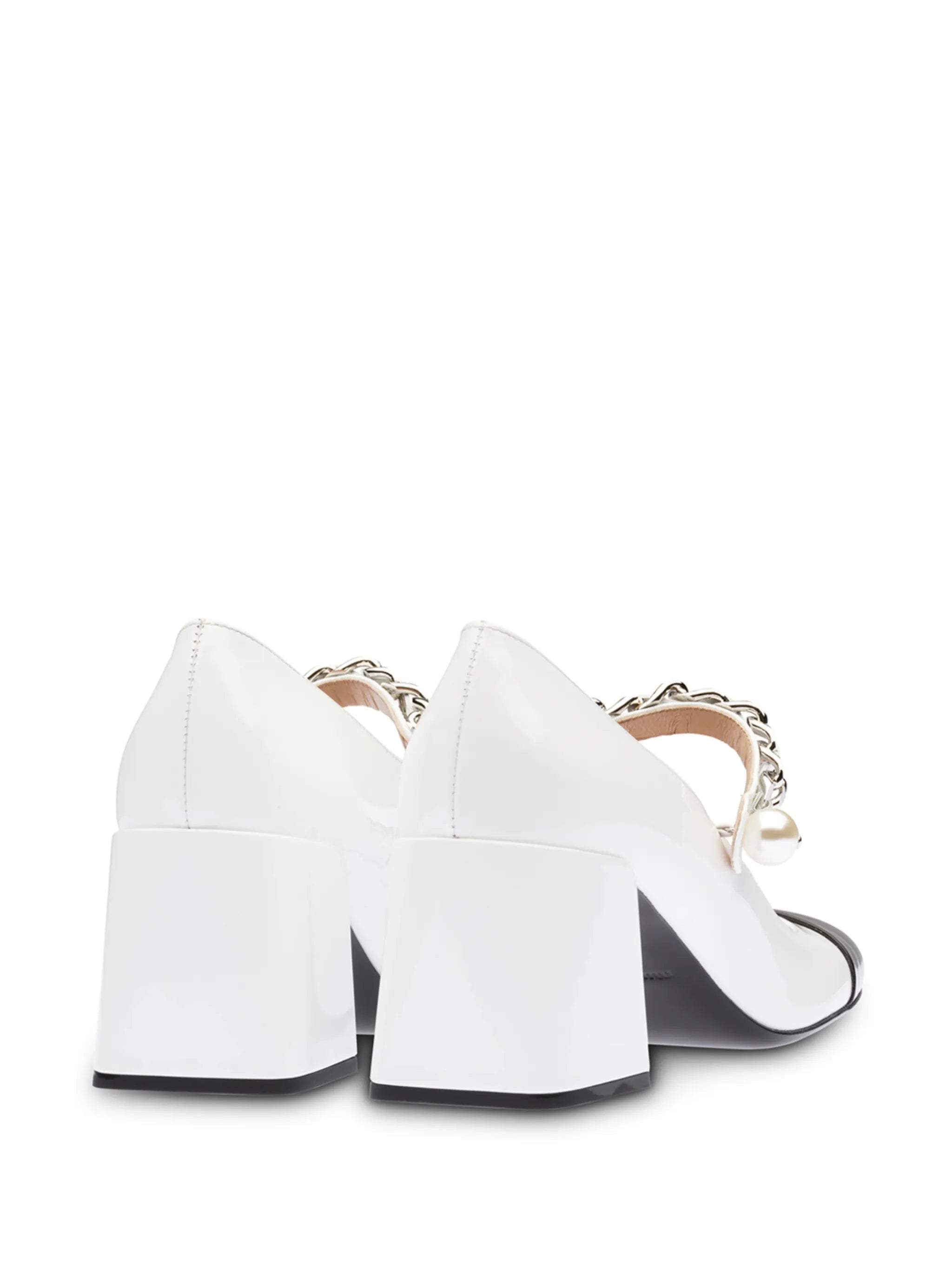 patent-leather Mary Jane pumps